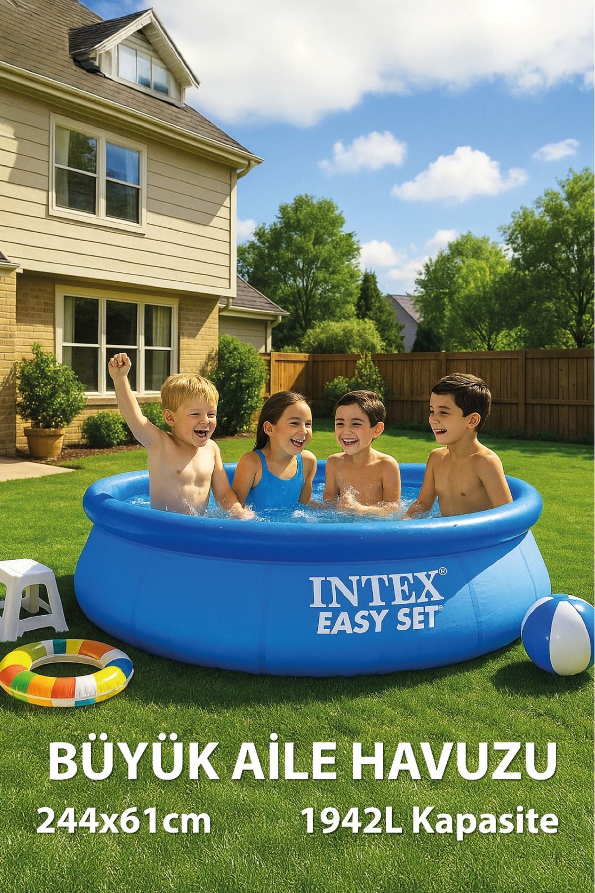 Intex Easy havuz kolay kurulum mavi renkli şişme havuz pool