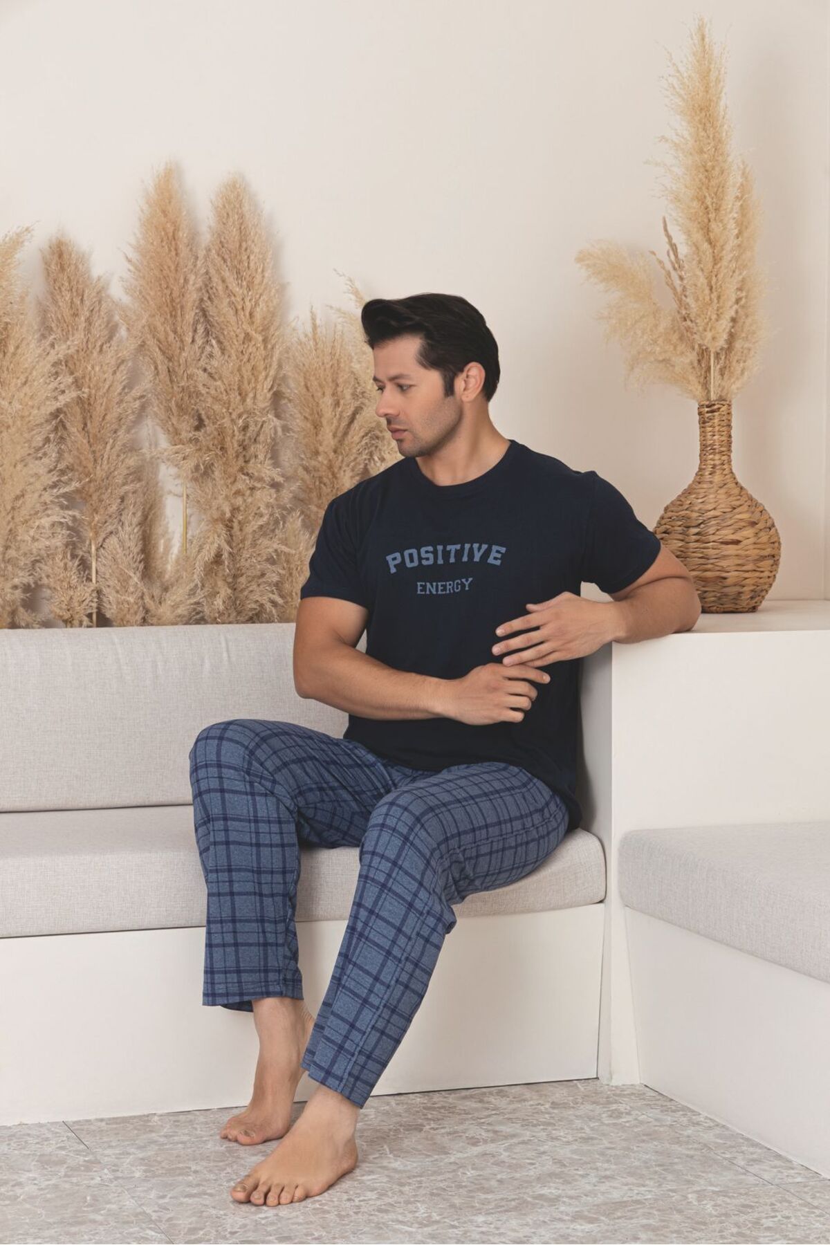 Sude HOMEWEAR ERKEK EKOSELİ KISA KOL PİJAMA TAKIMI