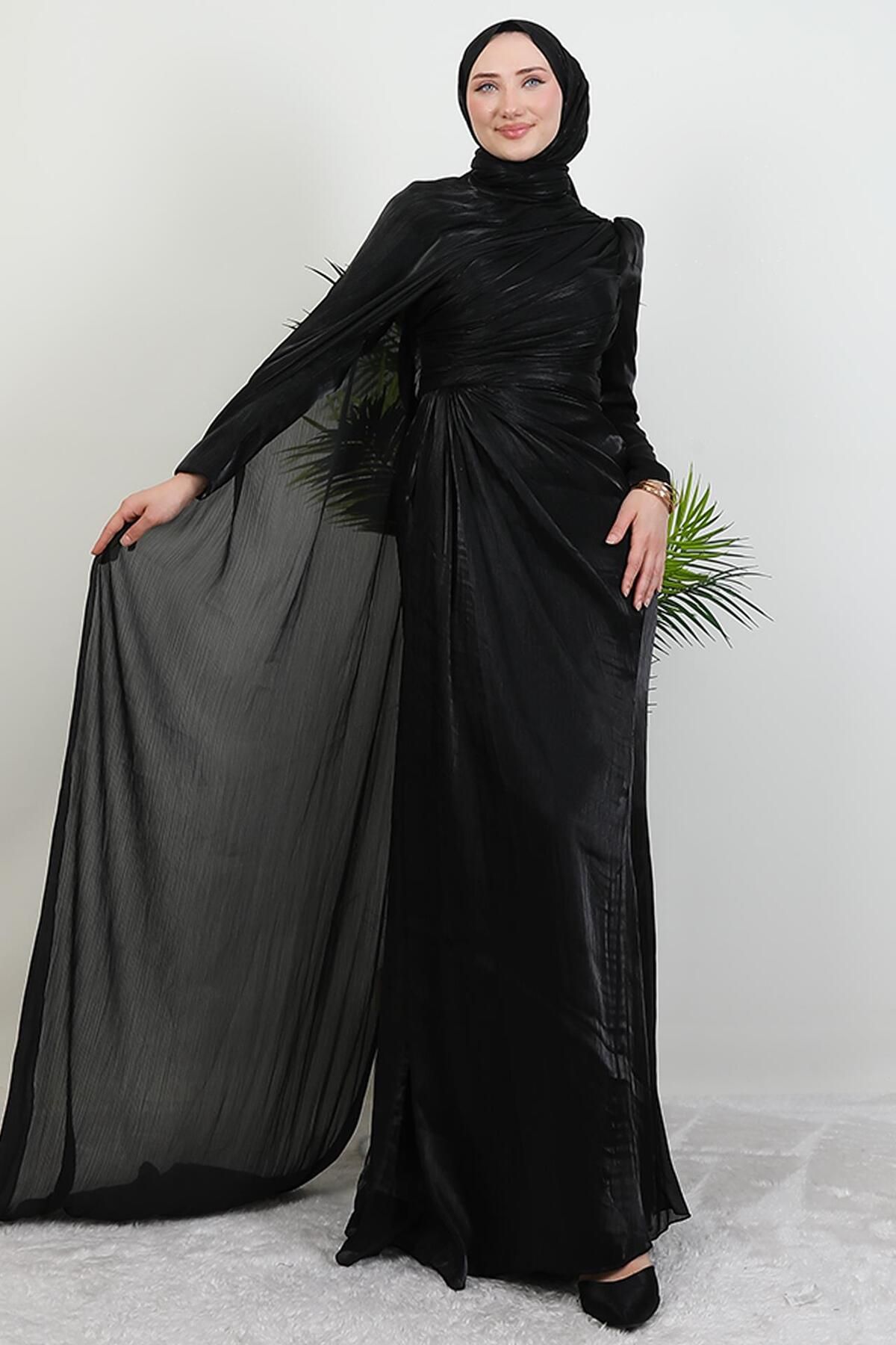 giz astore Burcu Tesettür Abiye Siyah