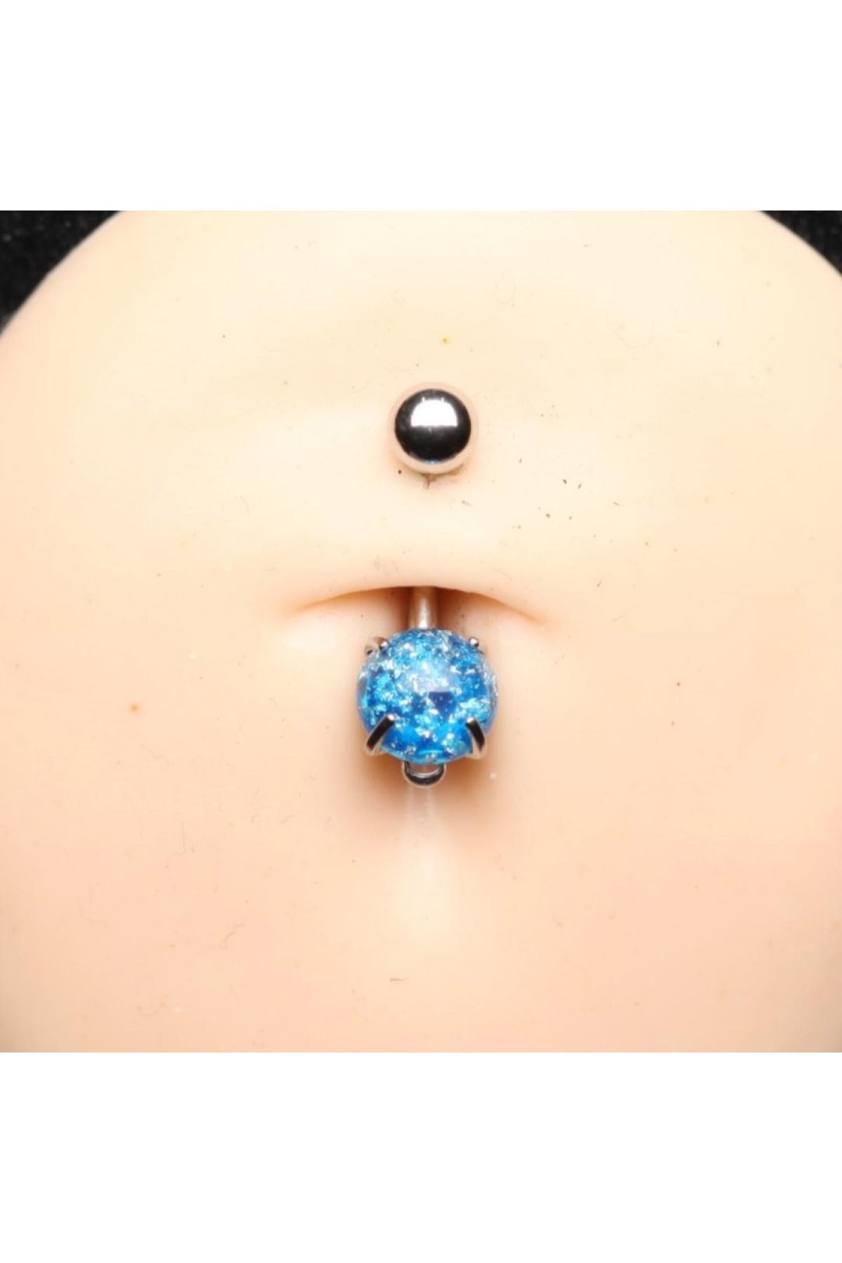 İmgeTattoo Opal Mavi Taş Çelik Göbek Piercing