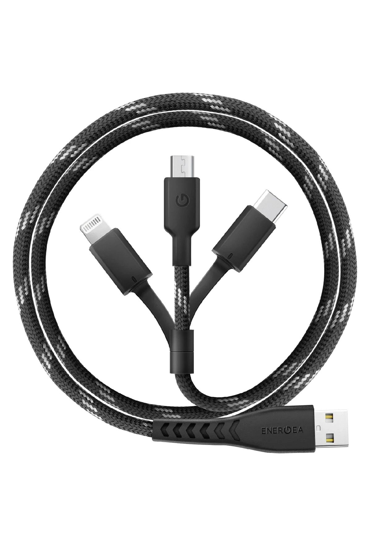 Energea C89 NyloFlex 3in1 1.5M 3A USB to Type-C Lightning Micro Hızlı Şarj Kablosu