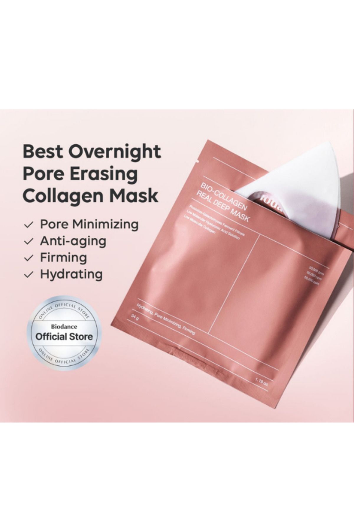 ORGİNALTECH Bio-collagen Real Deep, Şeffaflaşan, Nemlendiren, Gözenek Küçülten, Kore Yüz Maskesi (1AD)