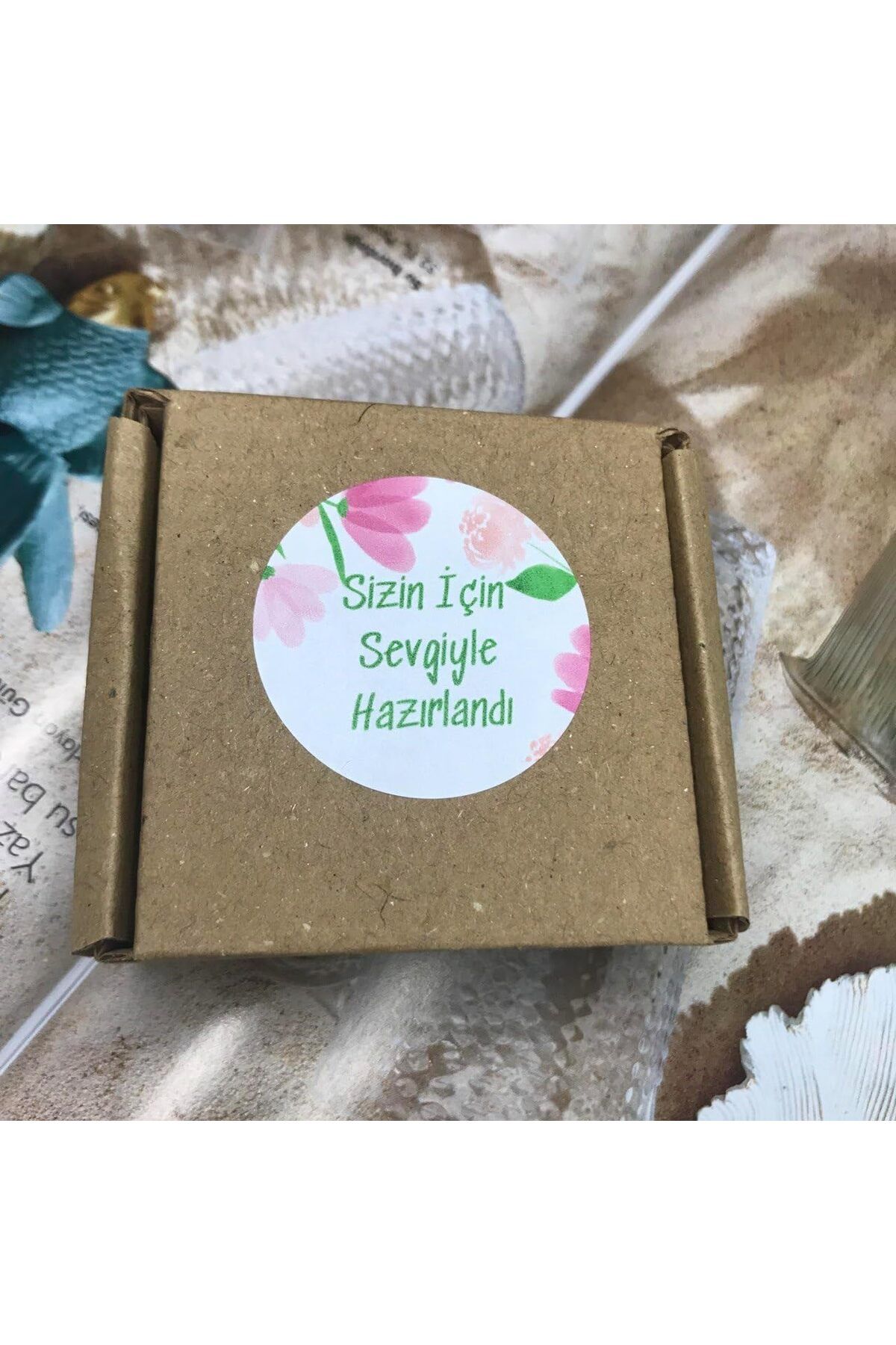 mazıdağı mazzıdağ Çiçekli E-ticaret Tebrik Etiketi Sizin Için Sevgiyle Hazırlandı Mat Sticker 4 Cm - 1