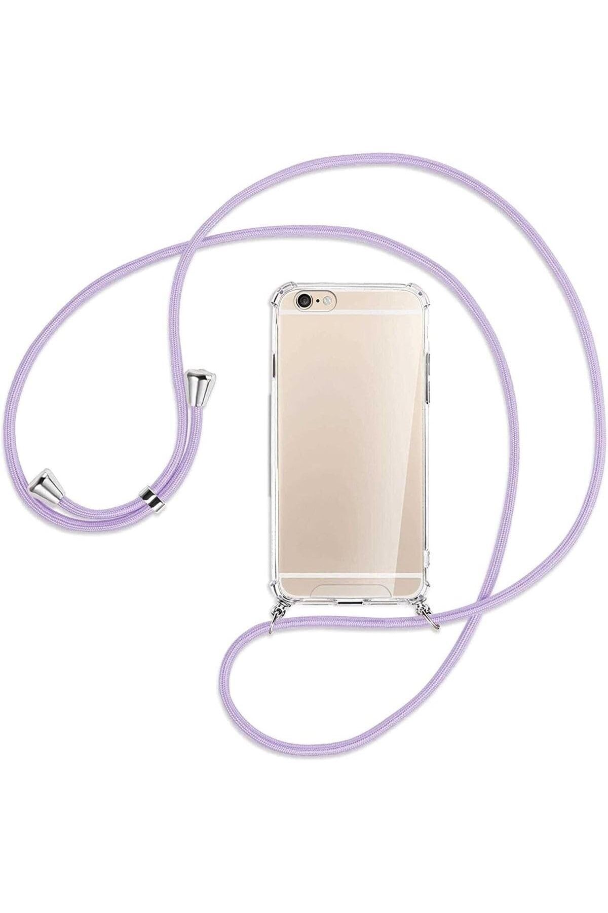 STOREMAX EMN İphone 6 / 6s Uyumlu Kılıf Boyun Omuz Askılı Ipli Anti Şok Köşe Korumalı Şeffaf Silik