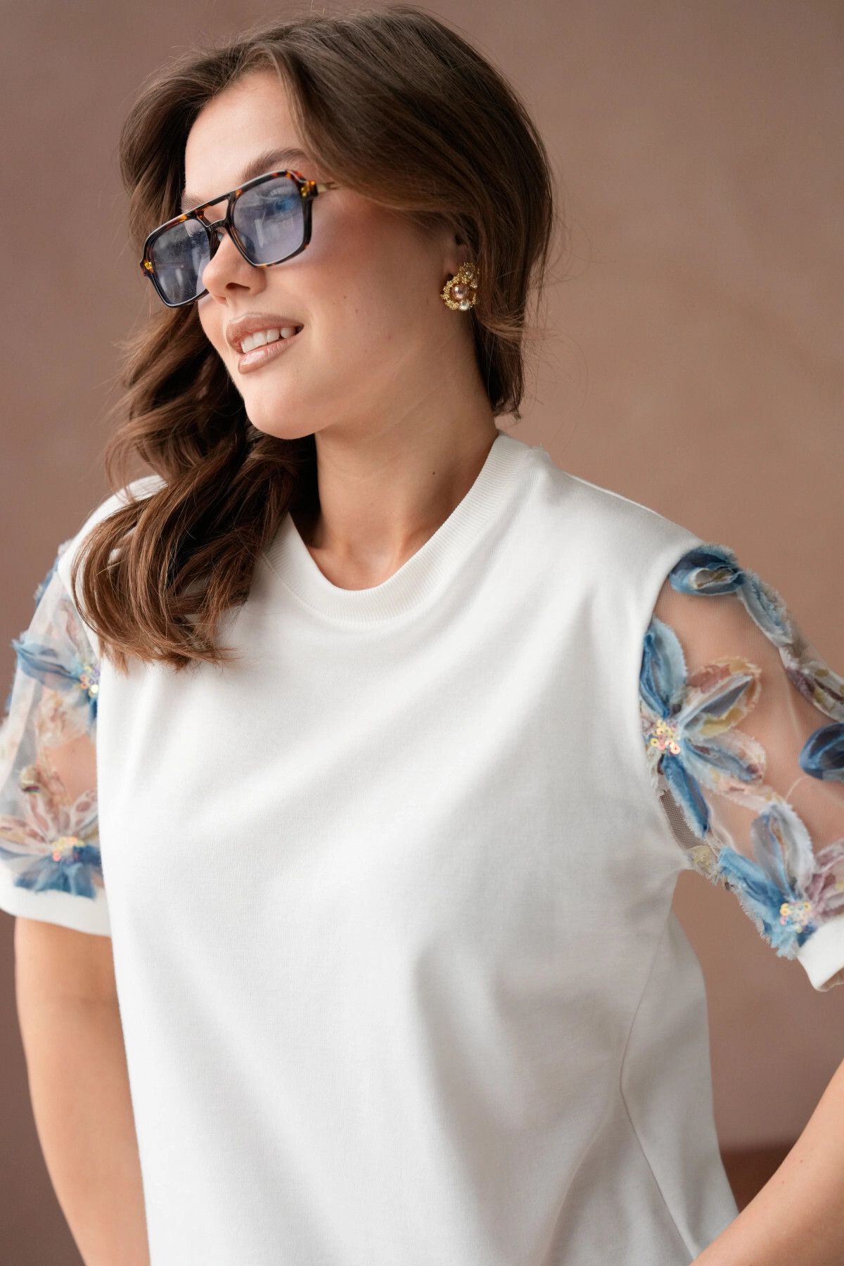 Park Karon Tül Detaylı Basic T-Shirt