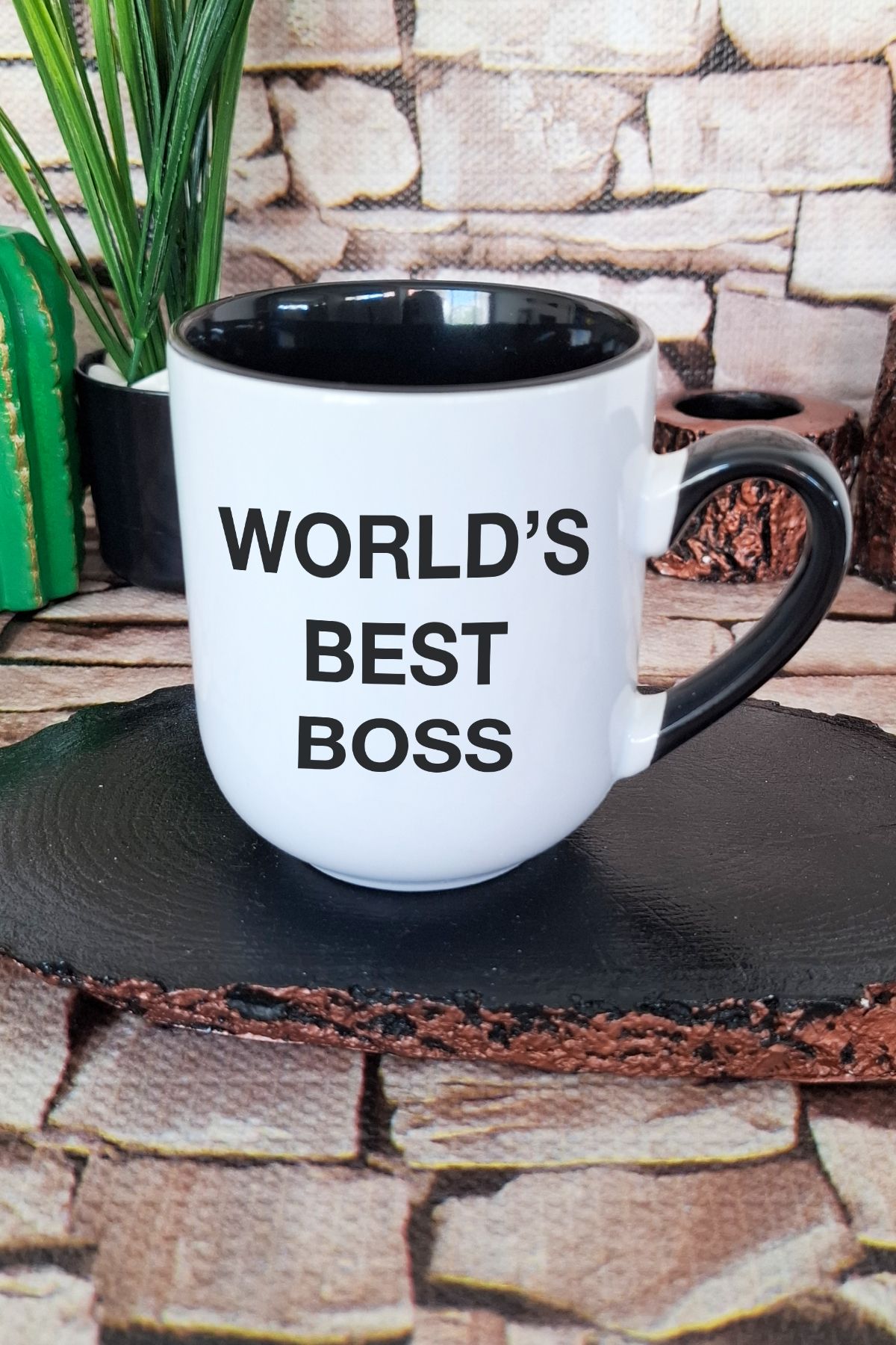 qoeuyl boutique The Office Worlds Best Boss Mıchael Scott Baskılı İçi ve Kulpu Siyah Renkli Premium Kupa Bardak