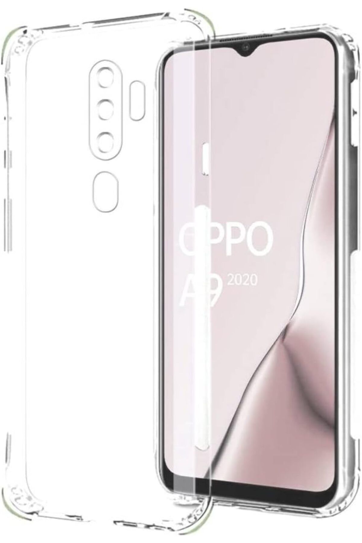 STOREMAX EMN İletişim Oppo A9 2020 Kapak Kamera Korumalı Antişok Airbag Köşe Korumalı Silikon Şeffaf