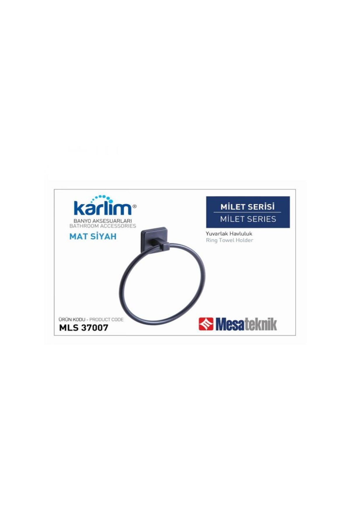 Mesateknik MİLET MAT SİYAH YUVARLAK HAVLULUK