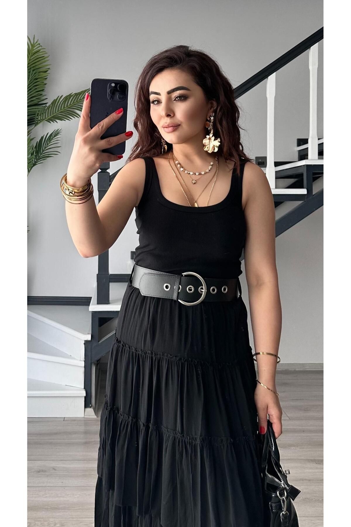 Oslove Siyah Orj.Marka Ön-Arka U Yaka Fitilli Atlet