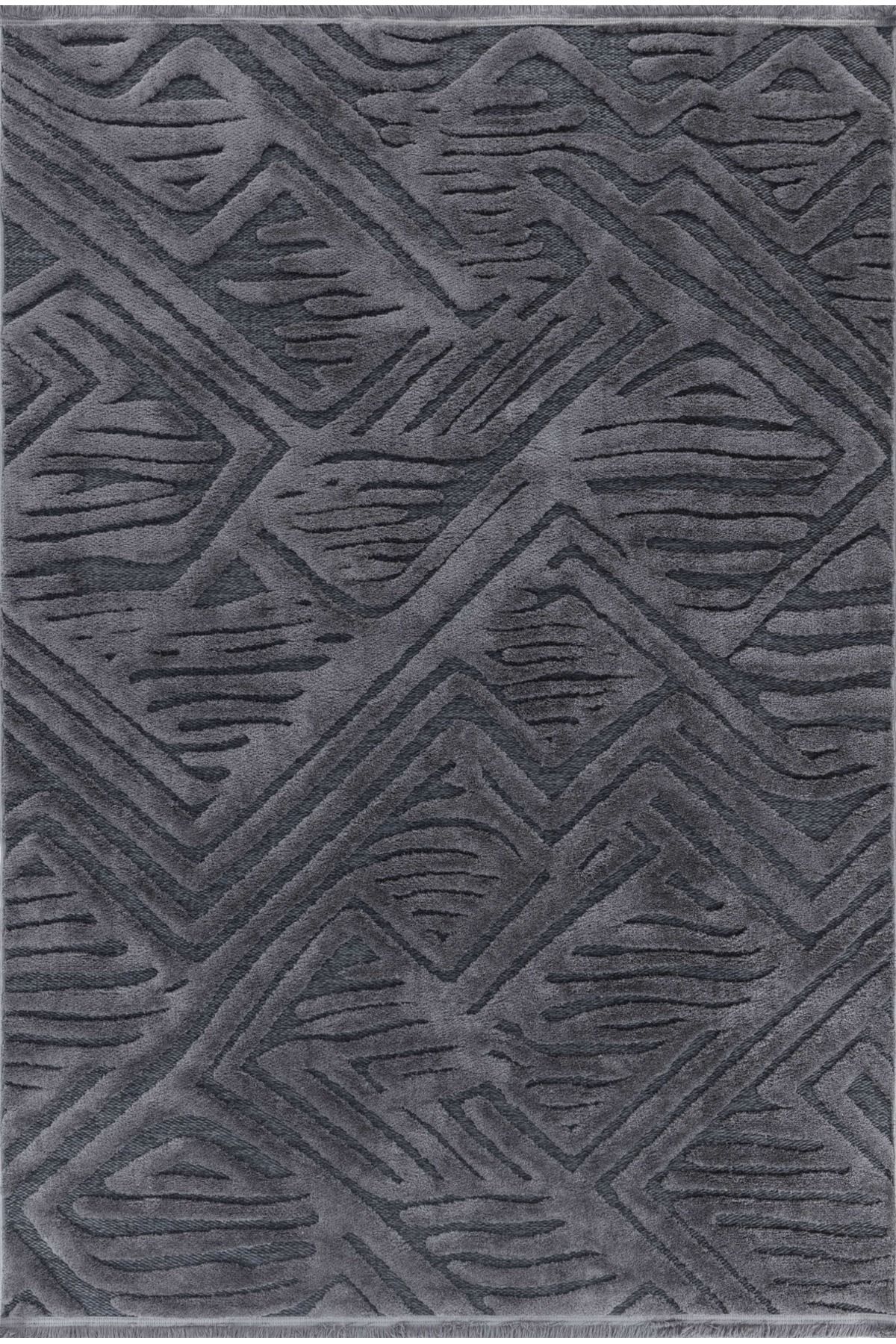 akbel halı & yatak exclusive home design Orion 4224 Antrasit - Dokuma Halı | Flat Cut Desenli Salon Halısı