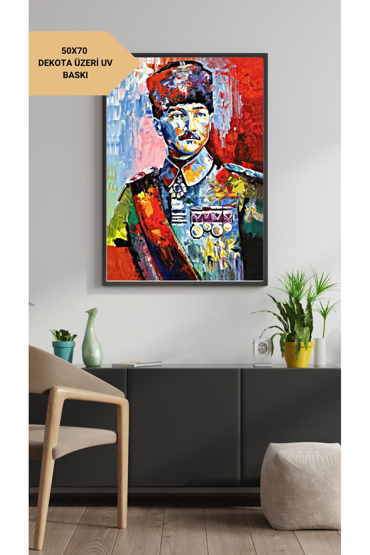 ZİO Atatürk Portresi 50x70 Dekota Üzeri UV Baskı