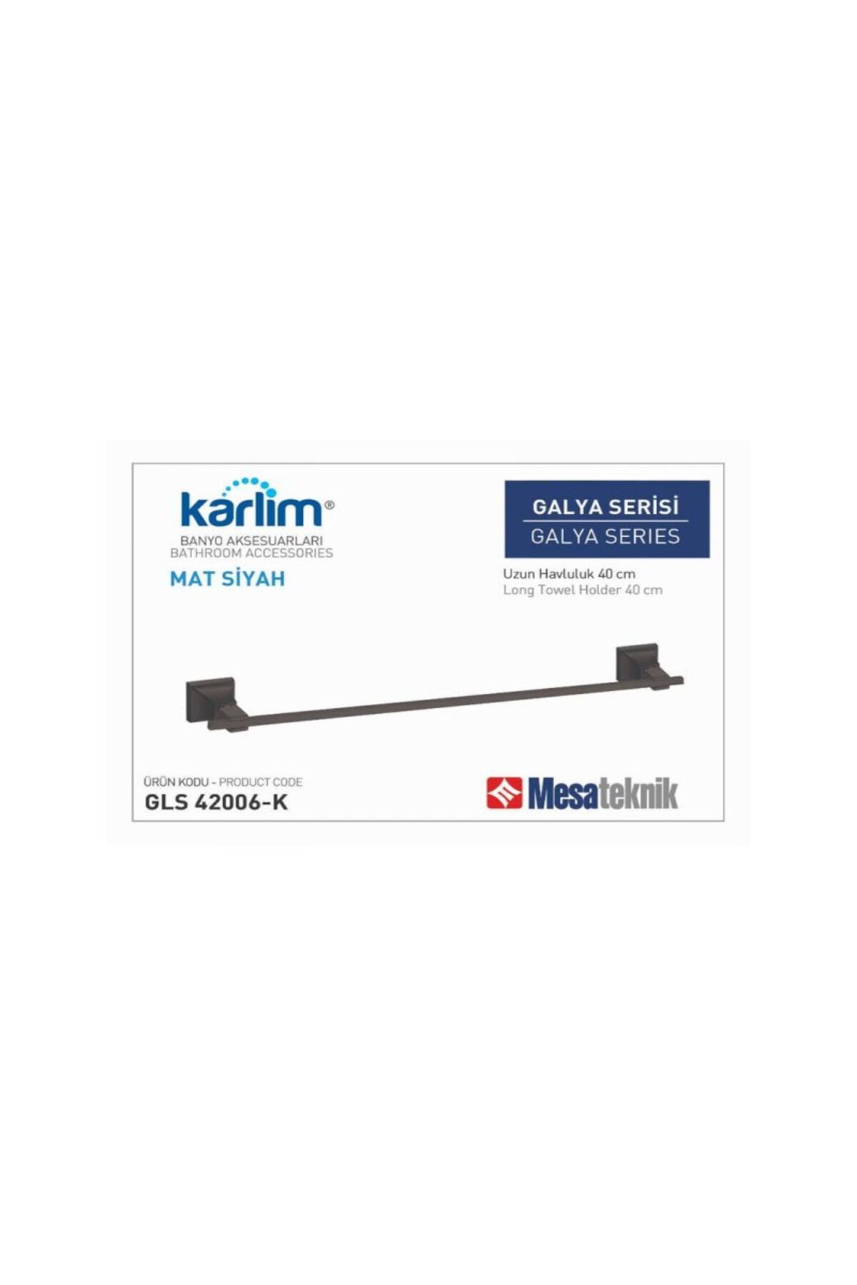 Mesateknik GALYA MAT SİYAH UZUN HAVLULUK 45 CM