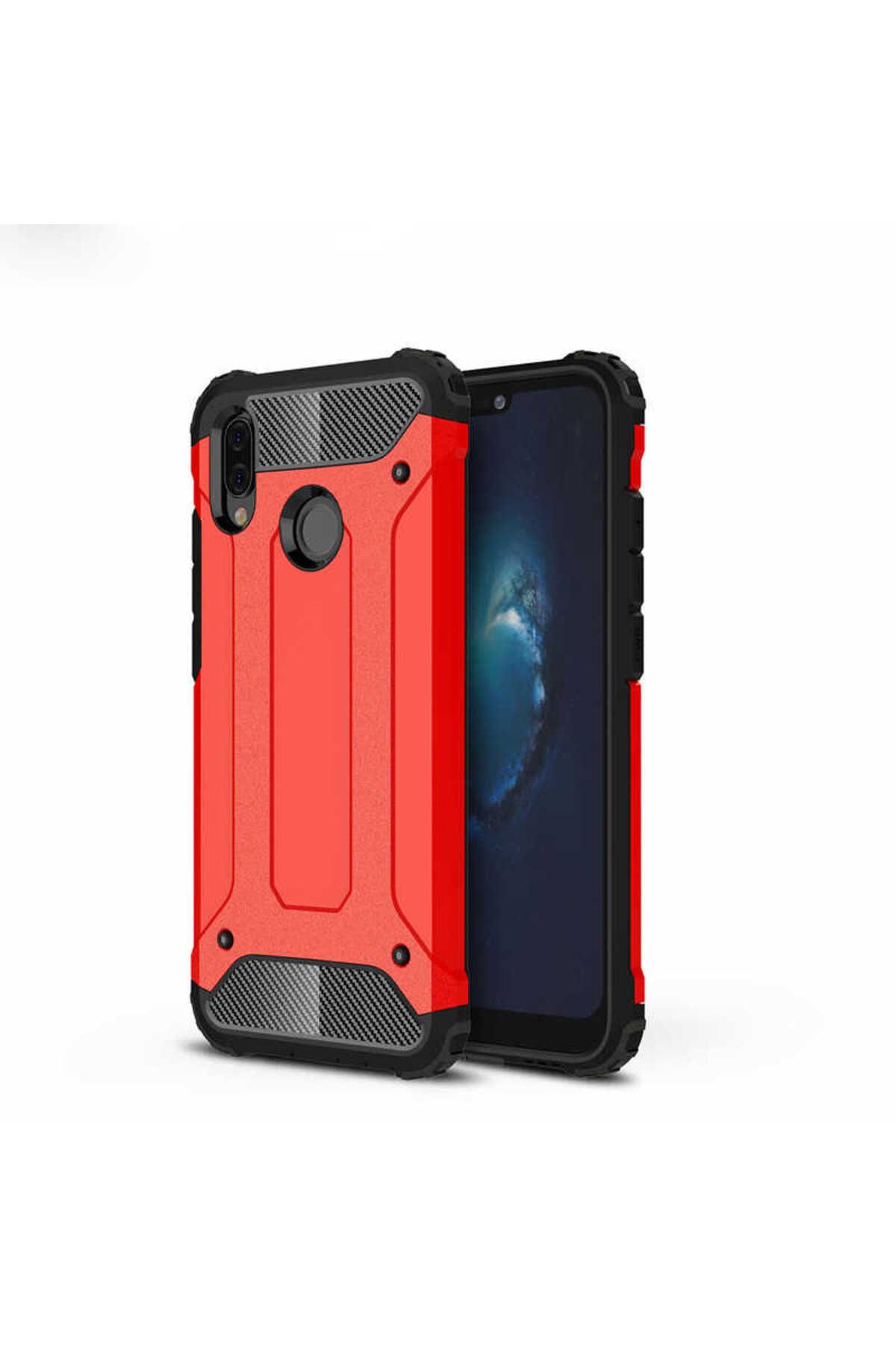 halkhouse Huawei P20 Lite Kılıf Zırh Tank Sert Korumalı Silikon Crash Silikon Kapak