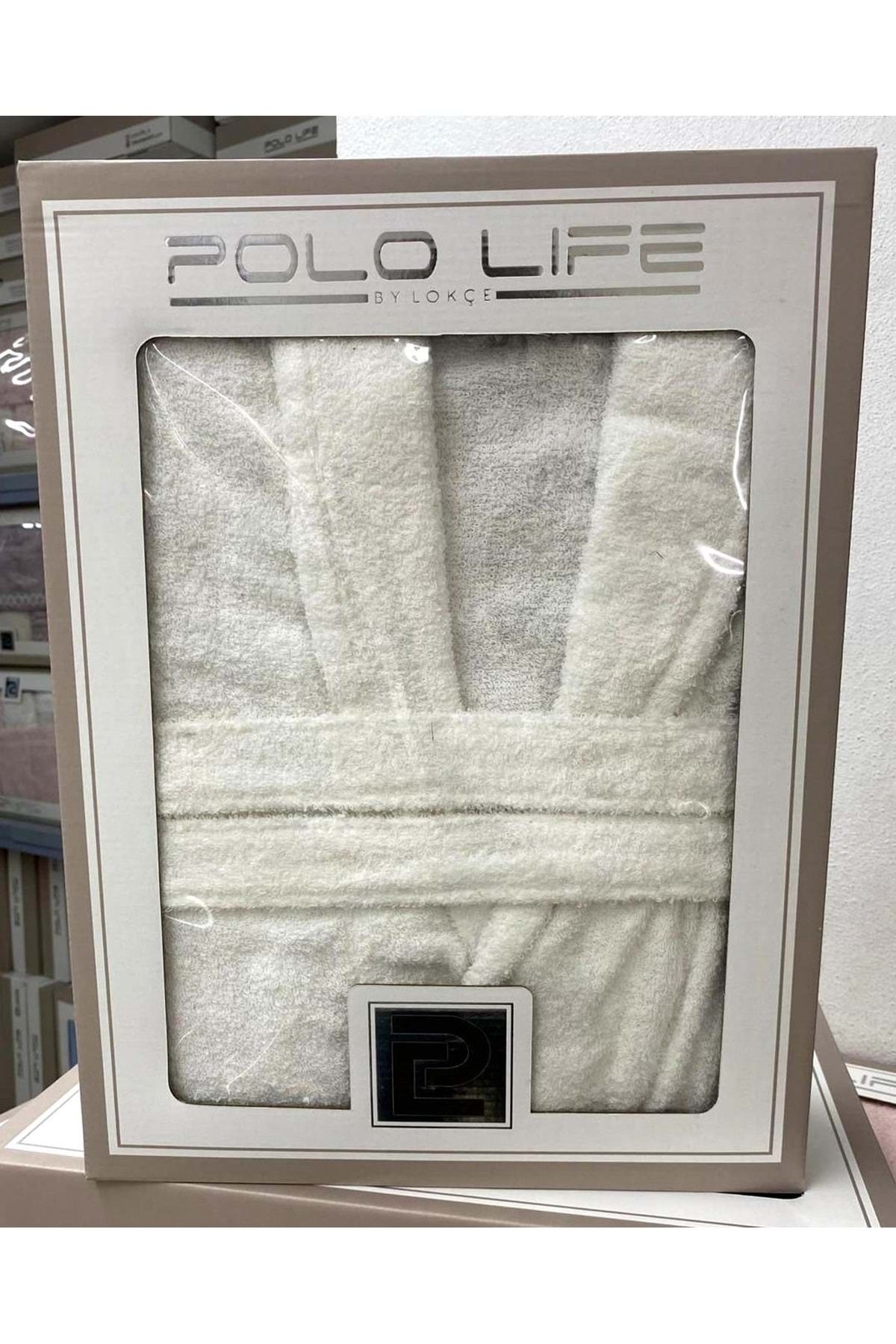 polo life Kutulu Bamboo Tek Bornoz Şalyaka-Krem (XXL Beden)