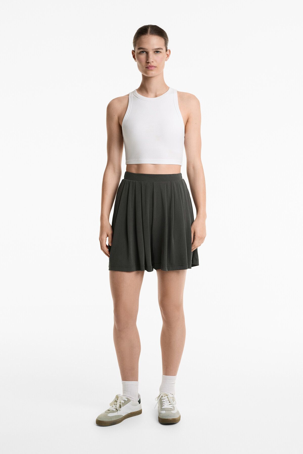 Oysho-Pleated floaty Bermuda shorts with modal 2