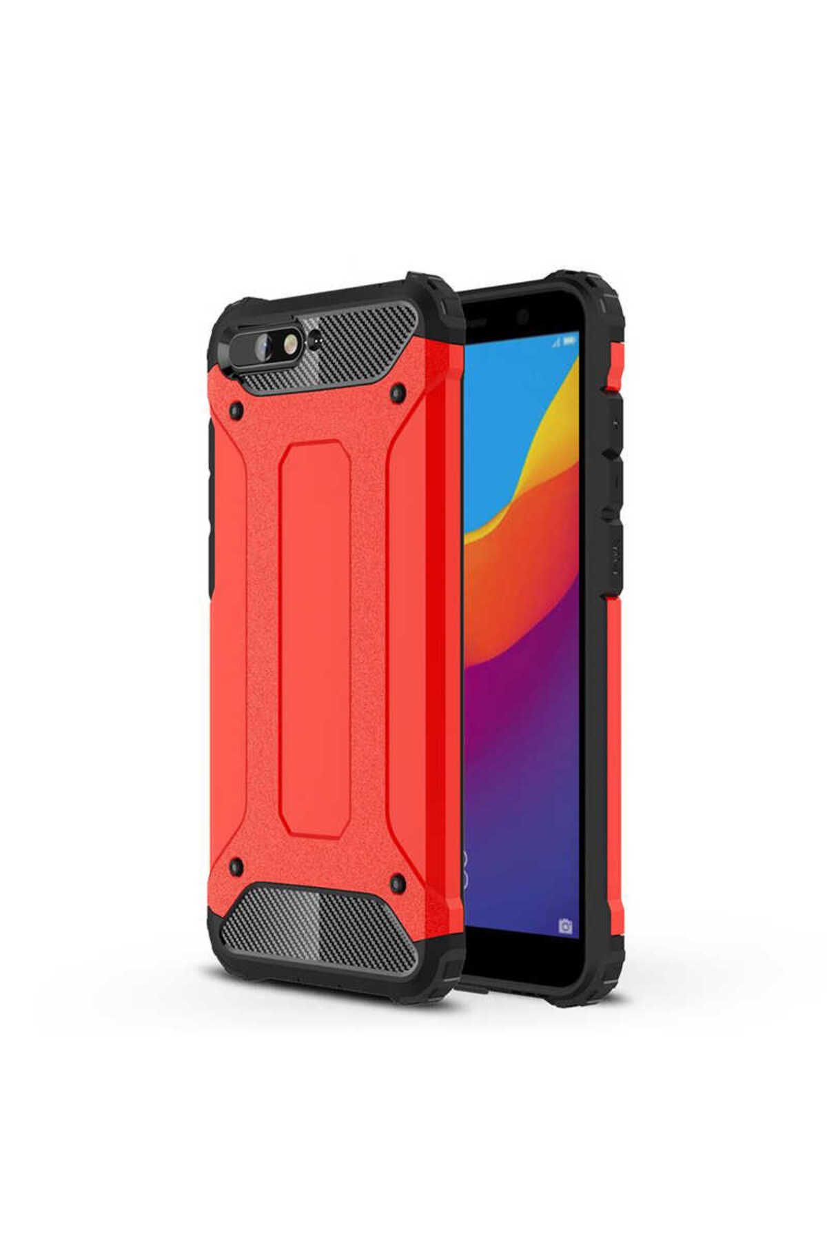 halkhouse Huawei Y6 2018 Kılıf Zırh Tank Sert Korumalı Silikon Crash Silikon Kapak