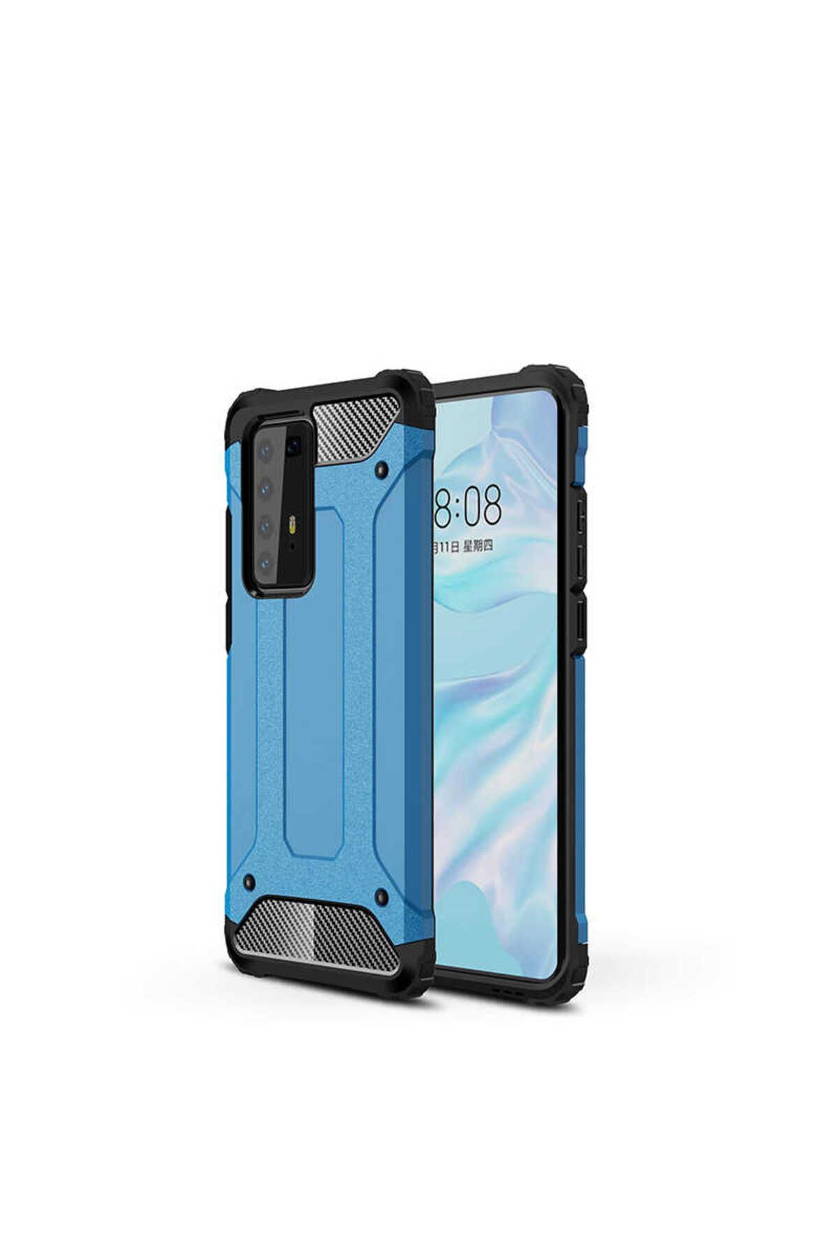 halkhouse Huawei P40 Pro Kılıf Zırh Tank Sert Korumalı Silikon Crash Silikon Kapak