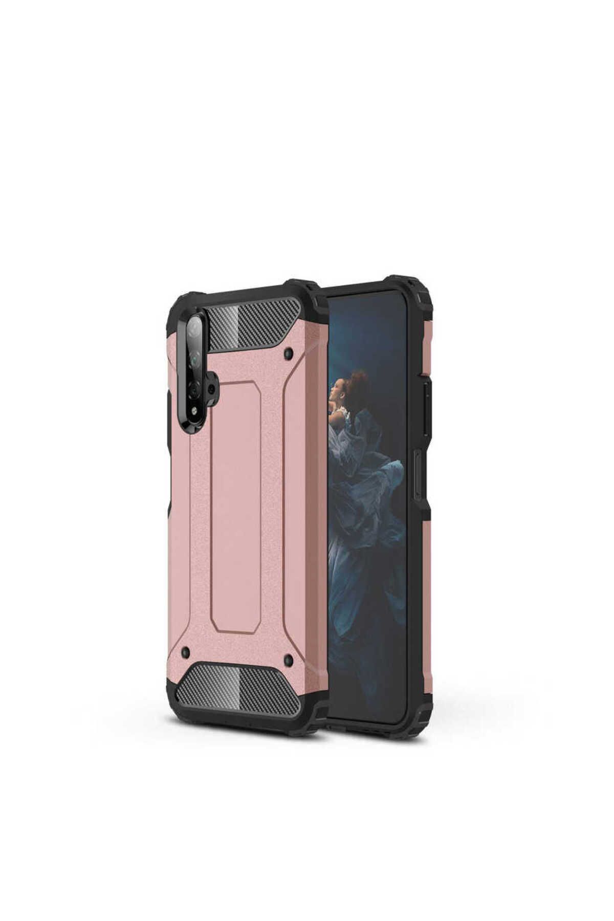 halkhouse Huawei Honor 20 Kılıf Zırh Tank Sert Korumalı Silikon Crash Silikon Kapak