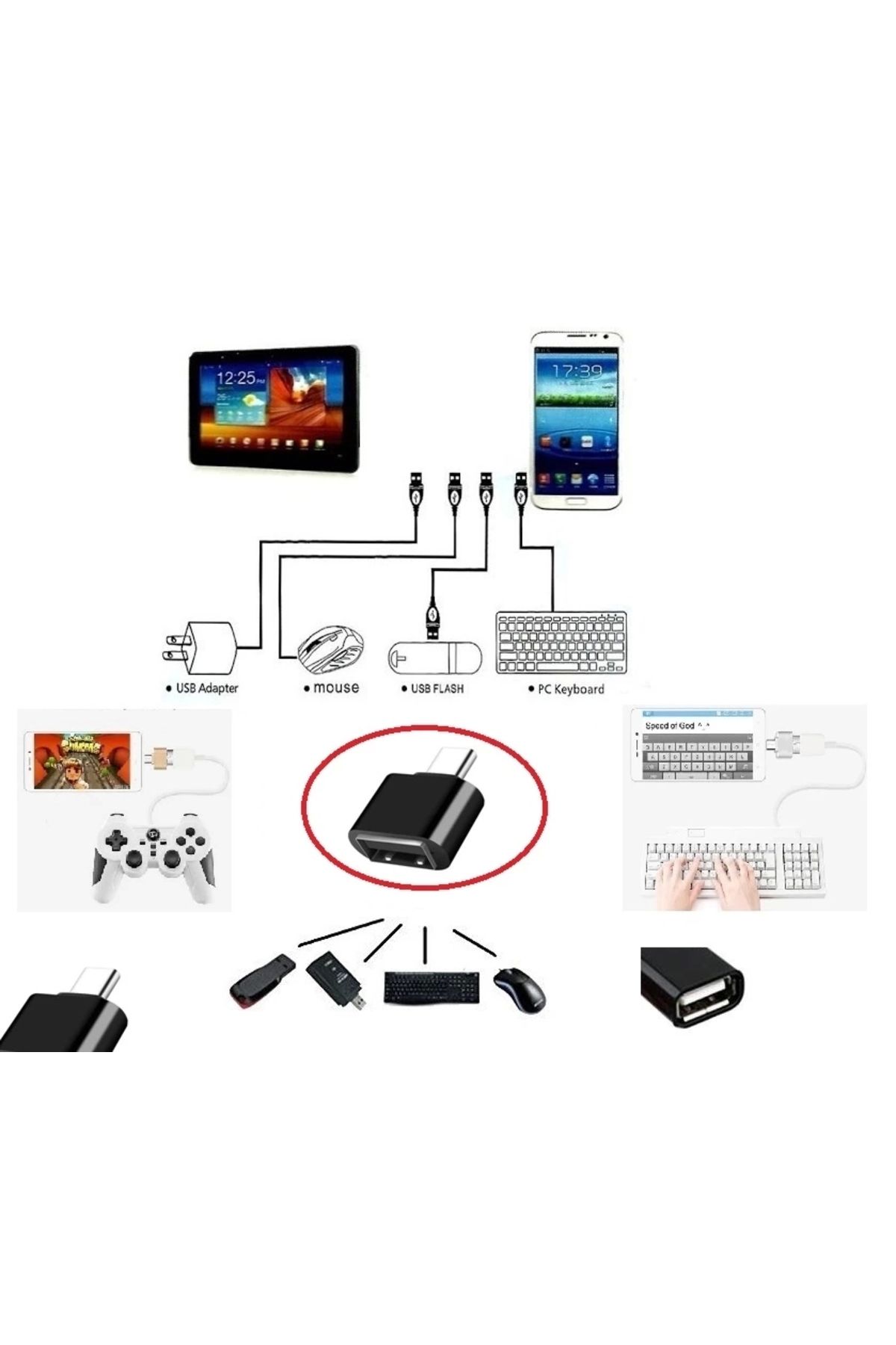 shop Usb to Type - C ye Dönüştürücü - Klavye Mouse Joystick Telefona Bağlama