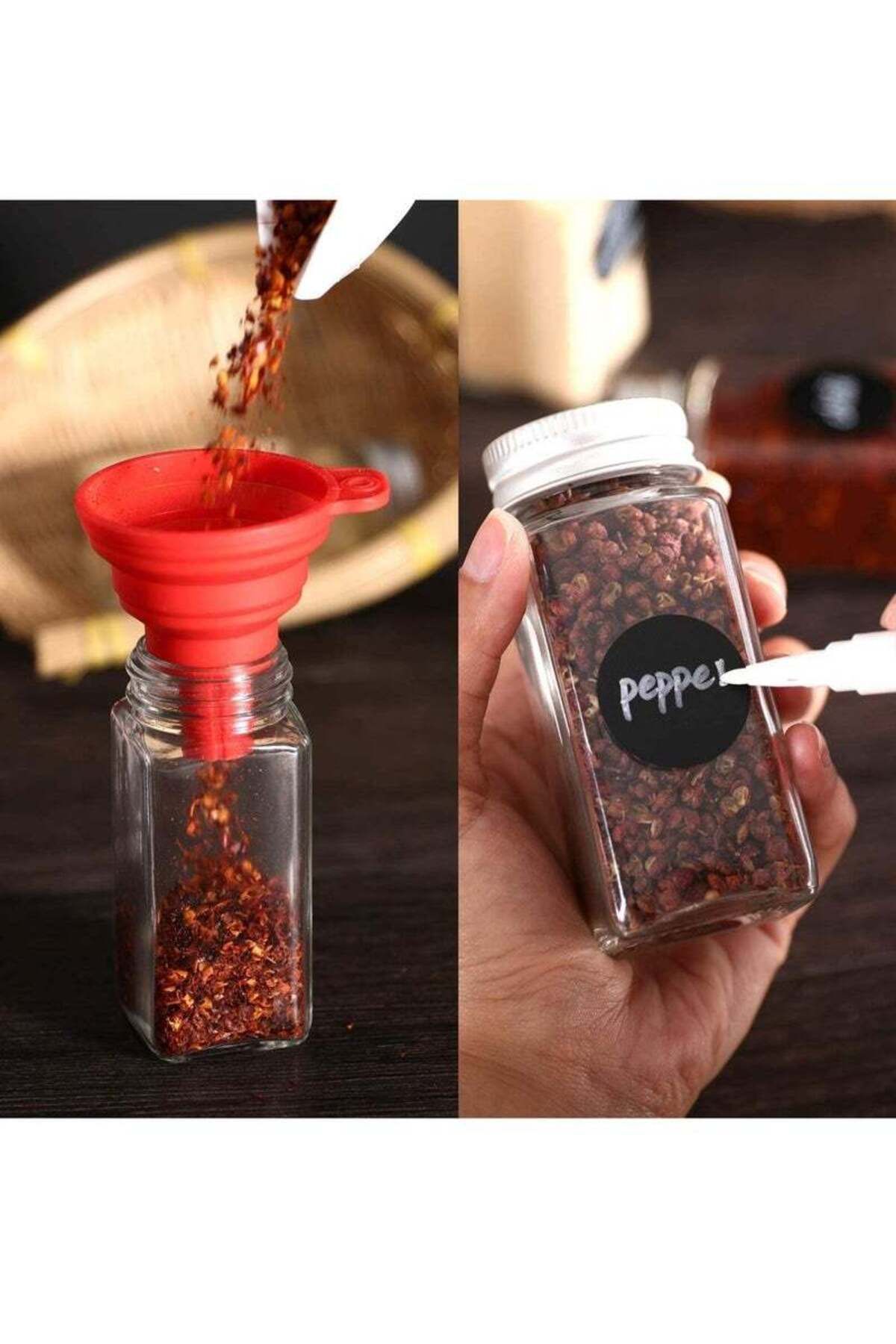 COOYA-24 Glass Spice Jars Set-120ml Multicolor Jars with Lids & Funnel for Kitchen Storage 4