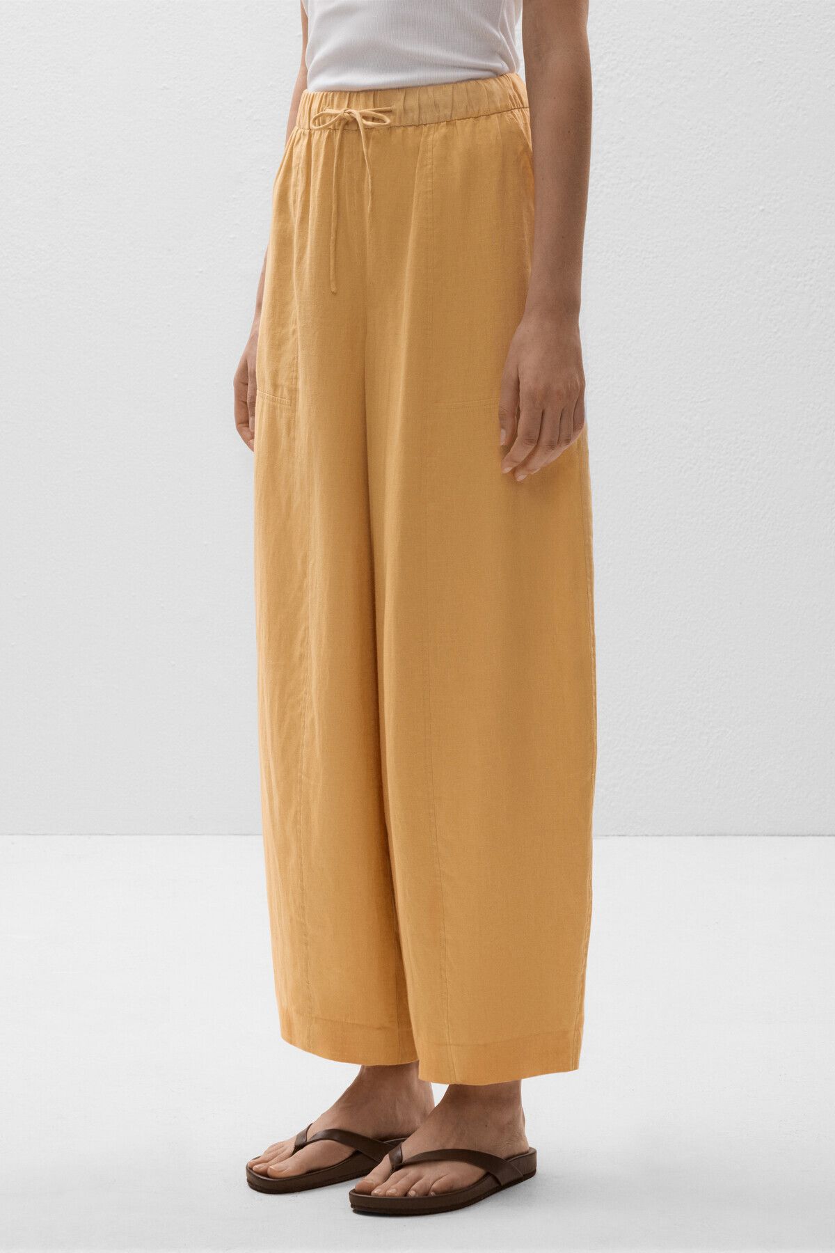 Oysho %100 keten barrel fit pantolon