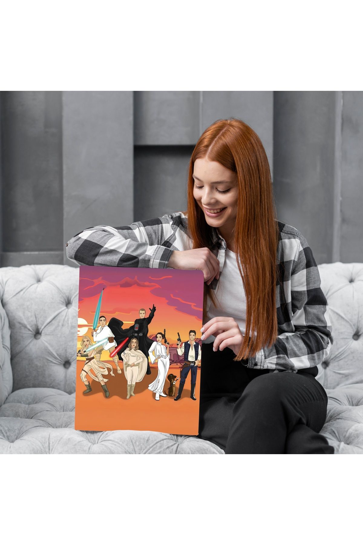 ÇELİKLER HEDİYE Kişiye Özel Karikatür Kanvas – Fotoğraftan Hazırlanan Hediye Tablo