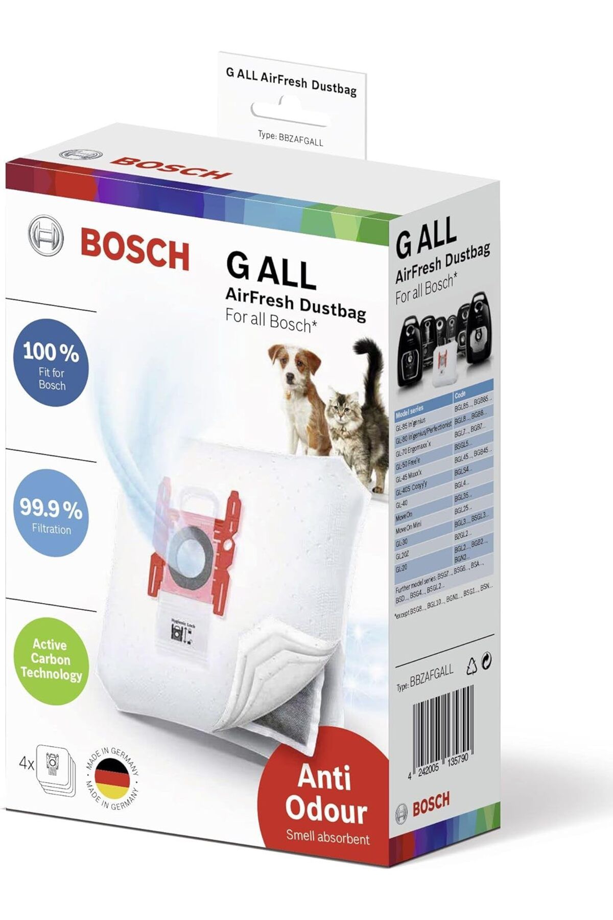 mazıdağı mazzıdağ 4 x elektrikli süpürge torbası AirFresh Tip G ALL BBZAFGALL,%99,9 ince toz filtreleme,