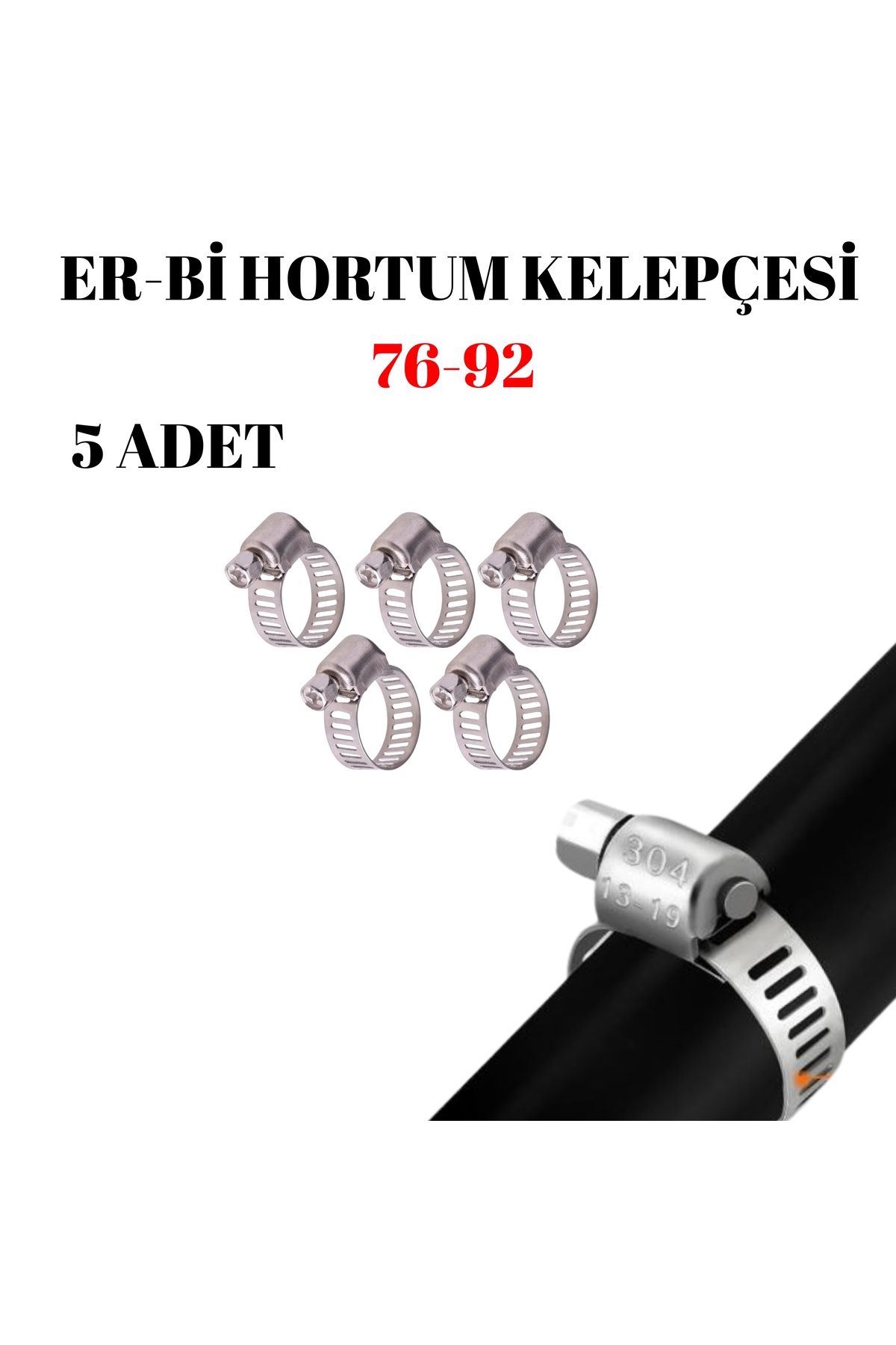 JuneThree A Tipi 76-92 Mm Ayarlı Hortum Kelepçesi 5 Adet