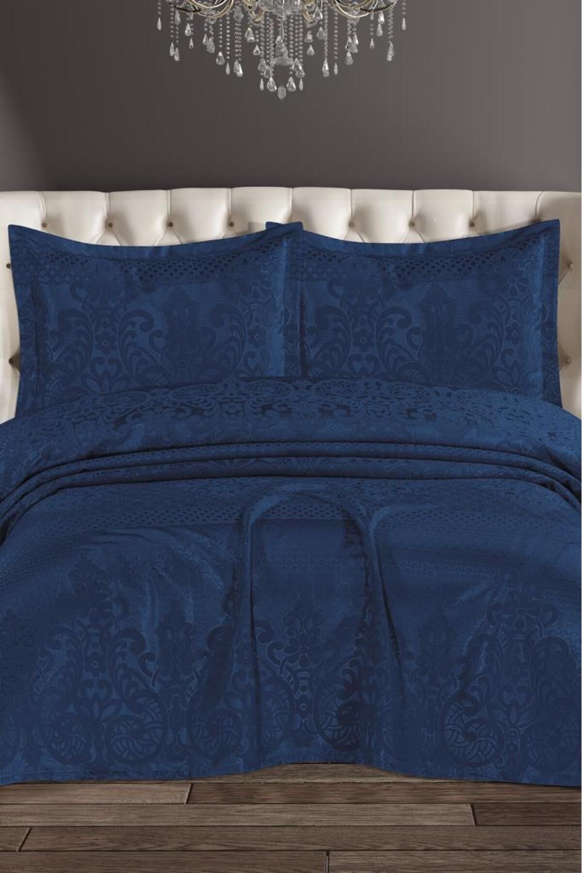Çeyiz Diyarı Royal Şönil Çift Kişilik Yatak Örtüsü 240x260 cm Lacivert