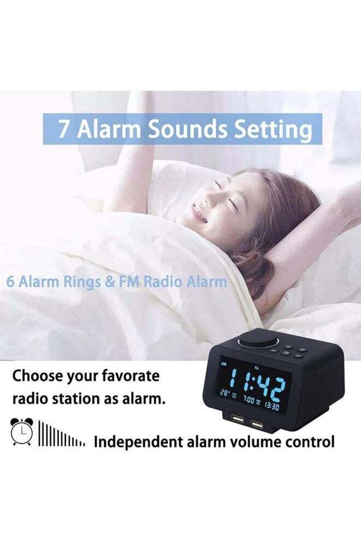 COOYA-LED Digital Alarm Clock Four-color display, voice-activated wake-up,LED intelligent temperature 5