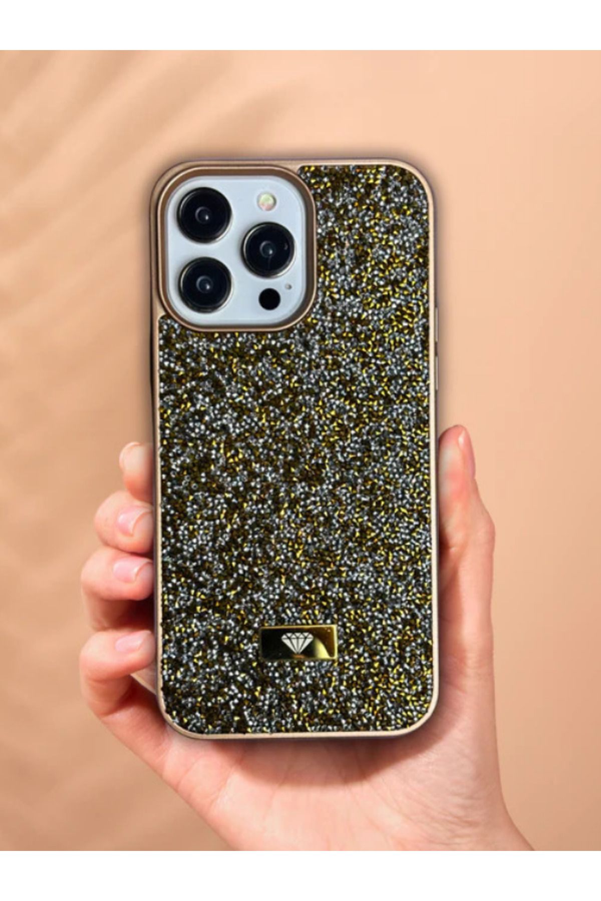 nexnova İphone 11 Uyumlu Kılıf Içi Kadife Elmas Tasarımlı Siyah Taşlı Işıltılı Pırlanta Silikon