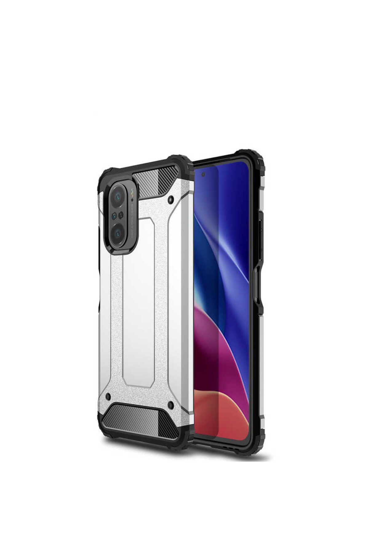 halkhouse Xiaomi Redmi K40 Kılıf Zırh Tank Sert Korumalı Silikon Crash Silikon Kapak