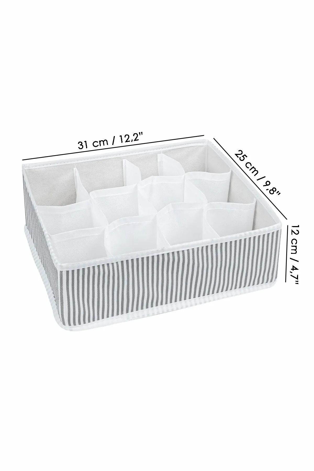Mikasso 12 Bölmeli Çok Amaçlı Çekmece Düzenleyici Organizer (HAVLU-ÇORAP-İÇ ÇAMAŞIRI VB) 31x25x12 cm Kumaş 3 fotoğrafı 5 (önizleme)