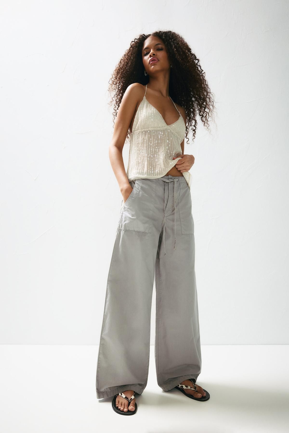 Pull & Bear Bol kesim poplin pantolon