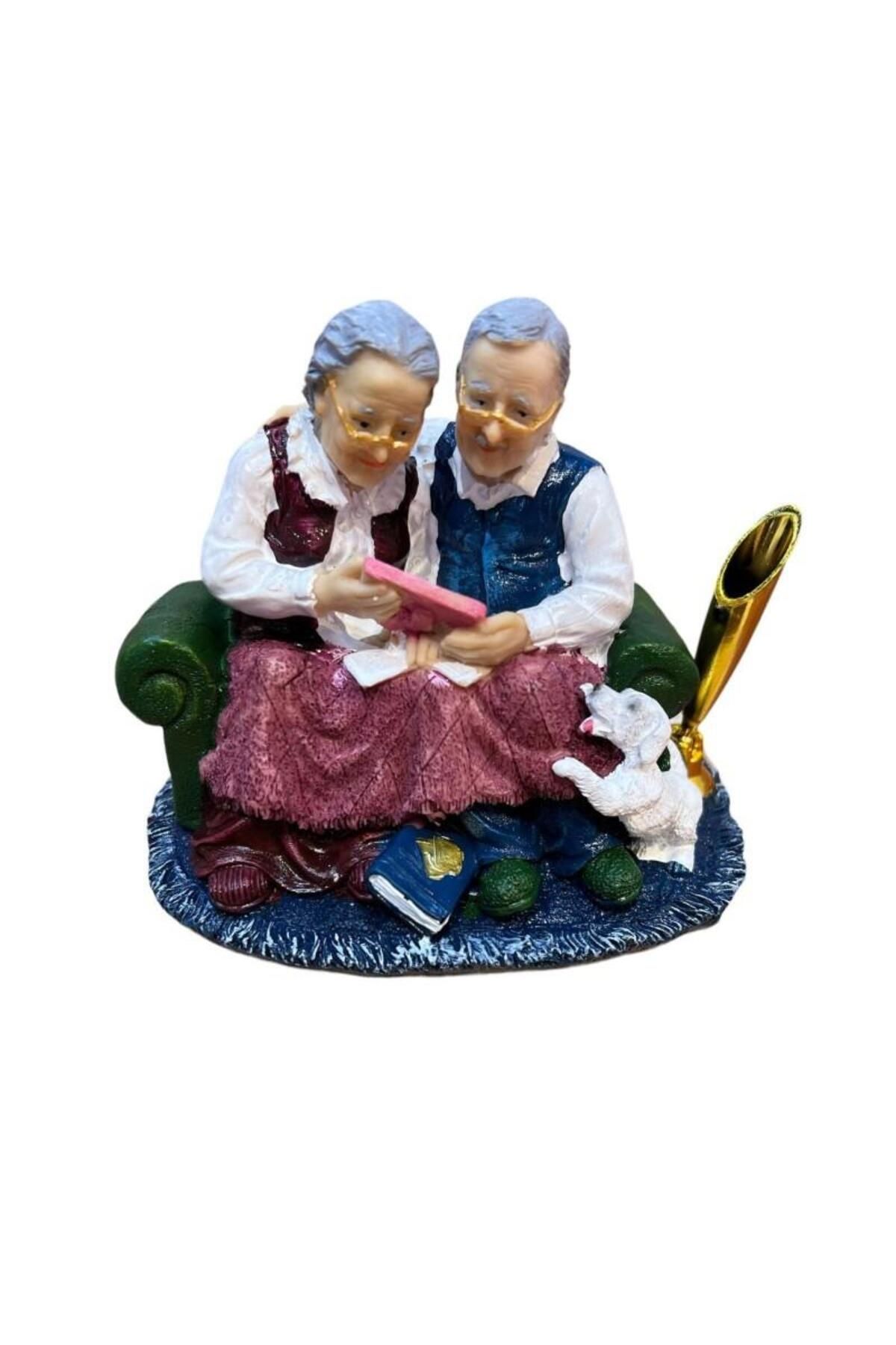 KENPAZAR Polyester Yaşlı Çift Kalemlikli Biblo