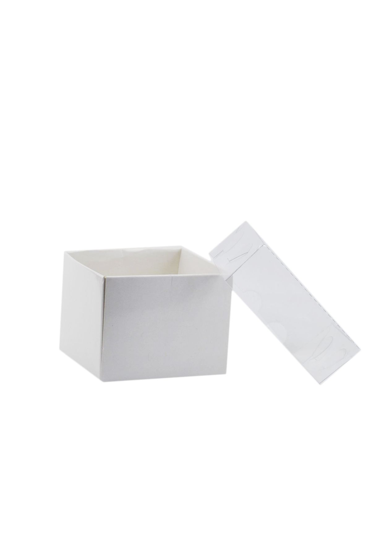 Eminonutoptanci Asetat Kapaklı Karton Kutu 7.5X7.5X7 (50 Adet) Beyaz