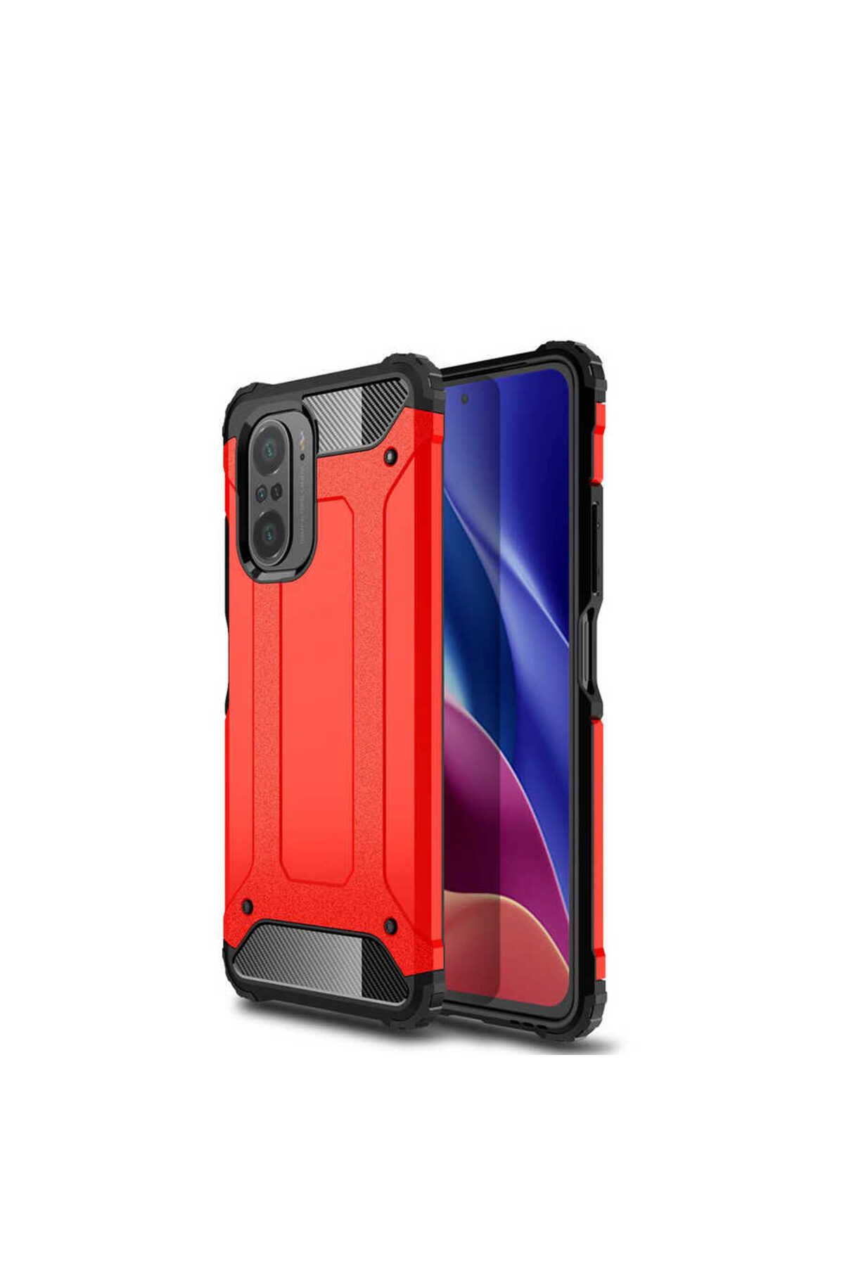 halkhouse Xiaomi Redmi K40 Kılıf Zırh Tank Sert Korumalı Silikon Crash Silikon Kapak