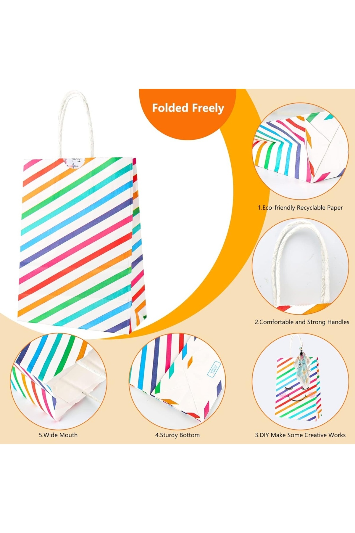 Hdhgxujrd-Set of 12 bags and 2 sheets of stickers Hdhgxujrd, paper, multicolor, 14.7 x 8 x 20 cm 2