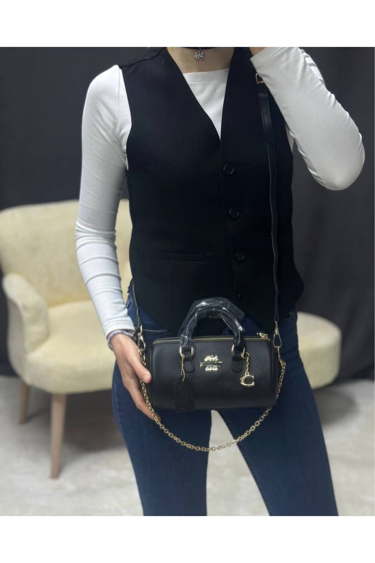Nues Kadın Silindir Model İthal Kalite Lacey Crossbody El ve Omuz Çantası