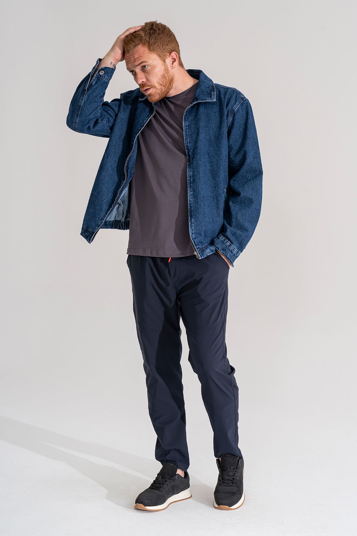 Souris-Ανδρικό παντελόνι Jogger με μπλέ Navy αναπνεύσιμο ελαστικό ύφασμα Lycra 3