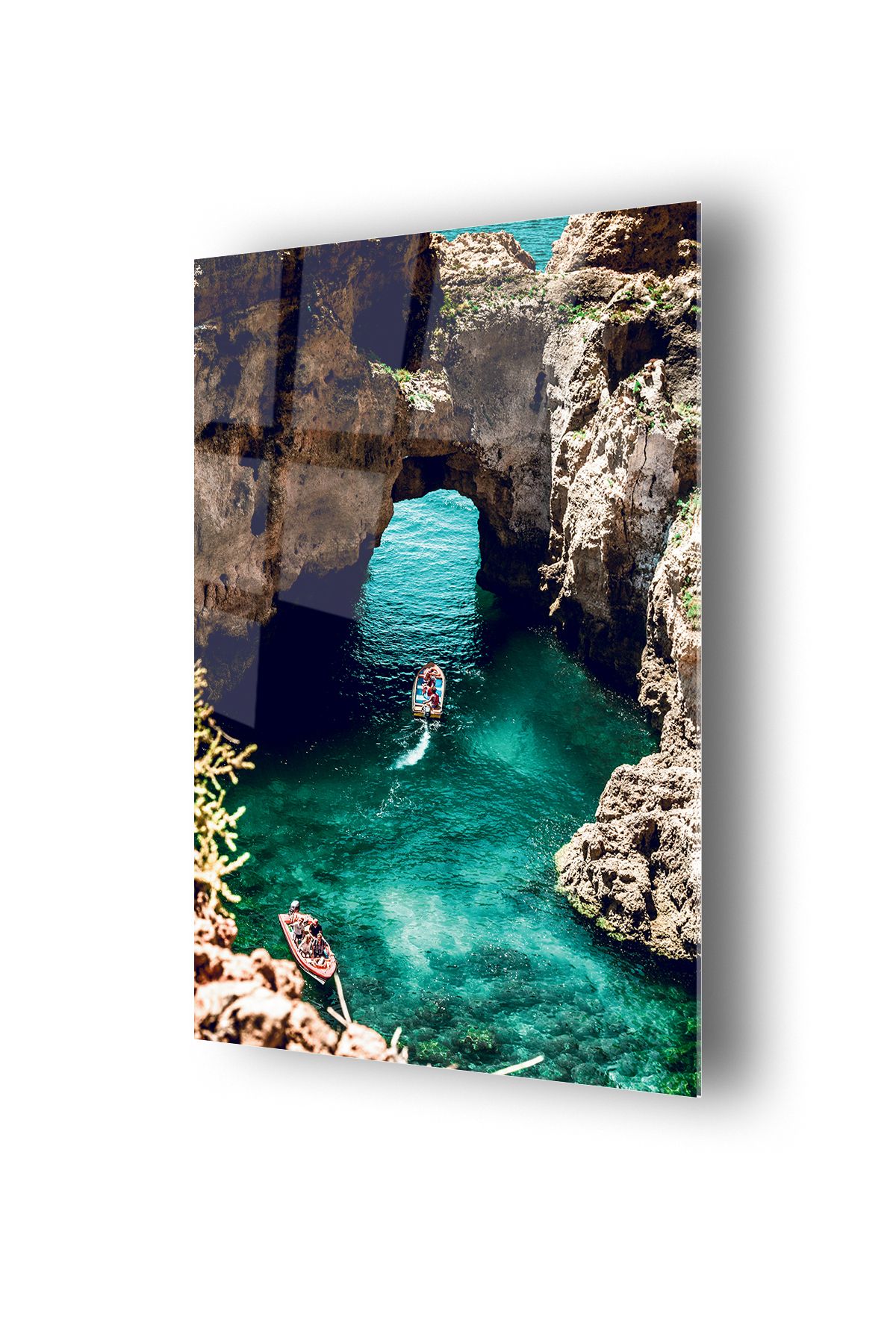no77decor Deniz Ve Mağara Temalı Cam Tablo