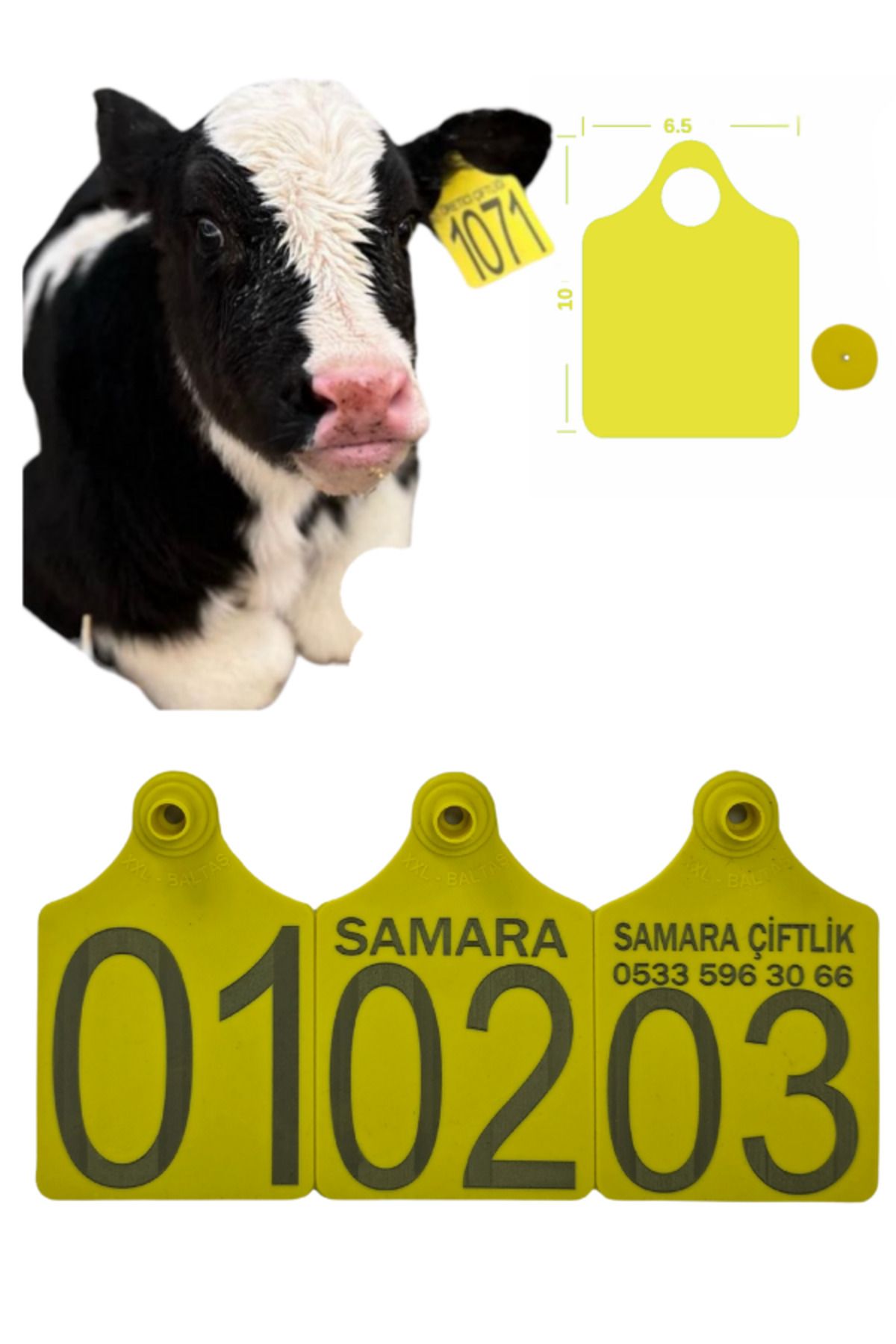 SAMARA ÇİFTLİK EKİPMANLARI Büyükboy 250 Adet Sarı XL Büyükboy hayvan küpesi+Pens Ucu Hediye