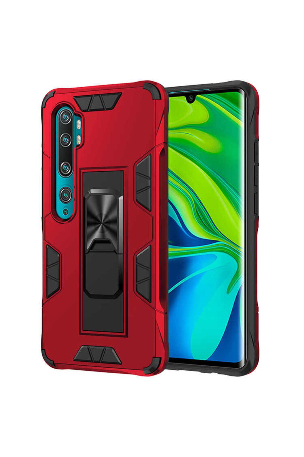 halkhouse Xiaomi Mi Note 10 Lite Kılıf Zırhlı Tank Korumalı Standlı Sert Silikon Volve Kapak