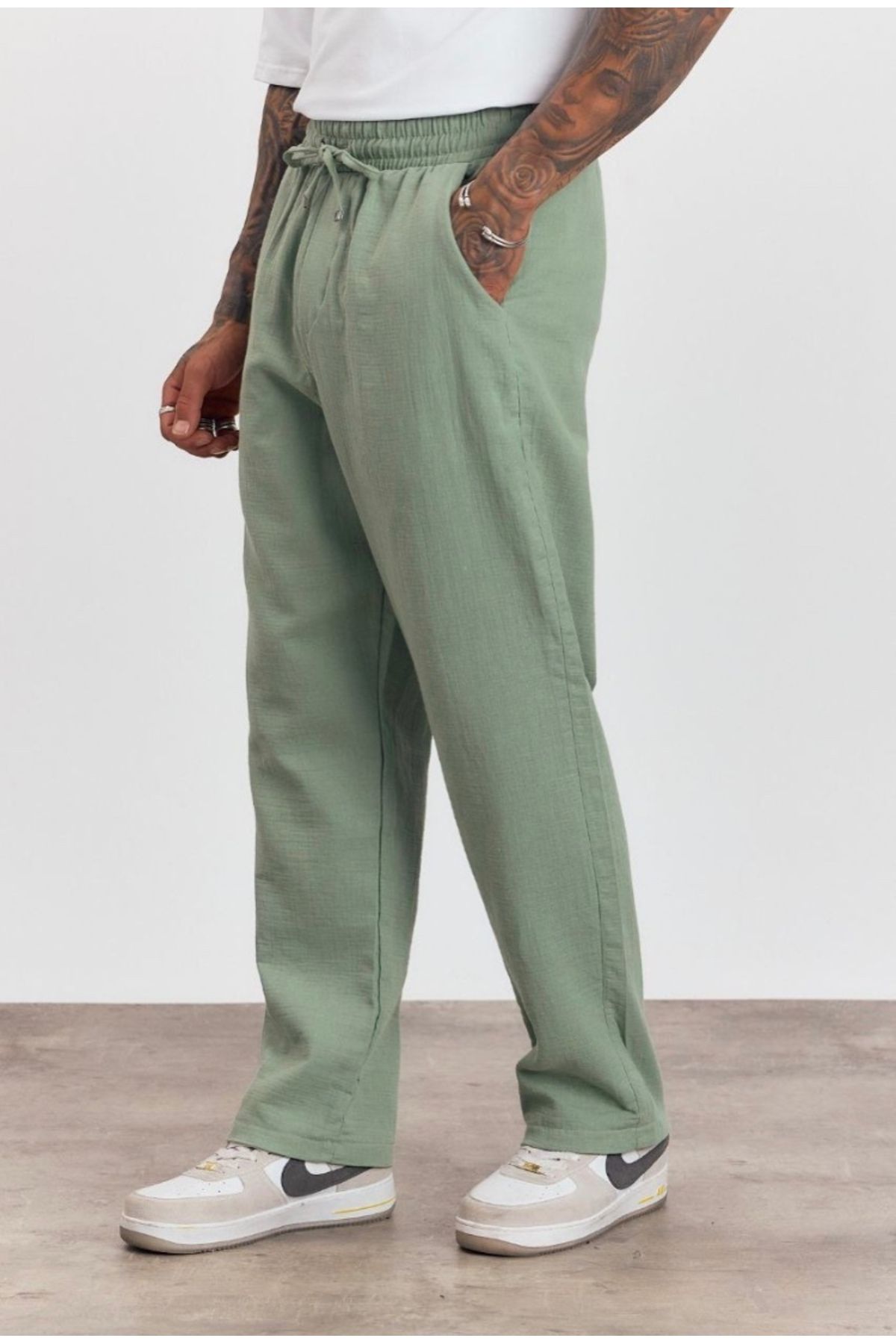 Lenasso %100 Pamuk Keten Pantolon