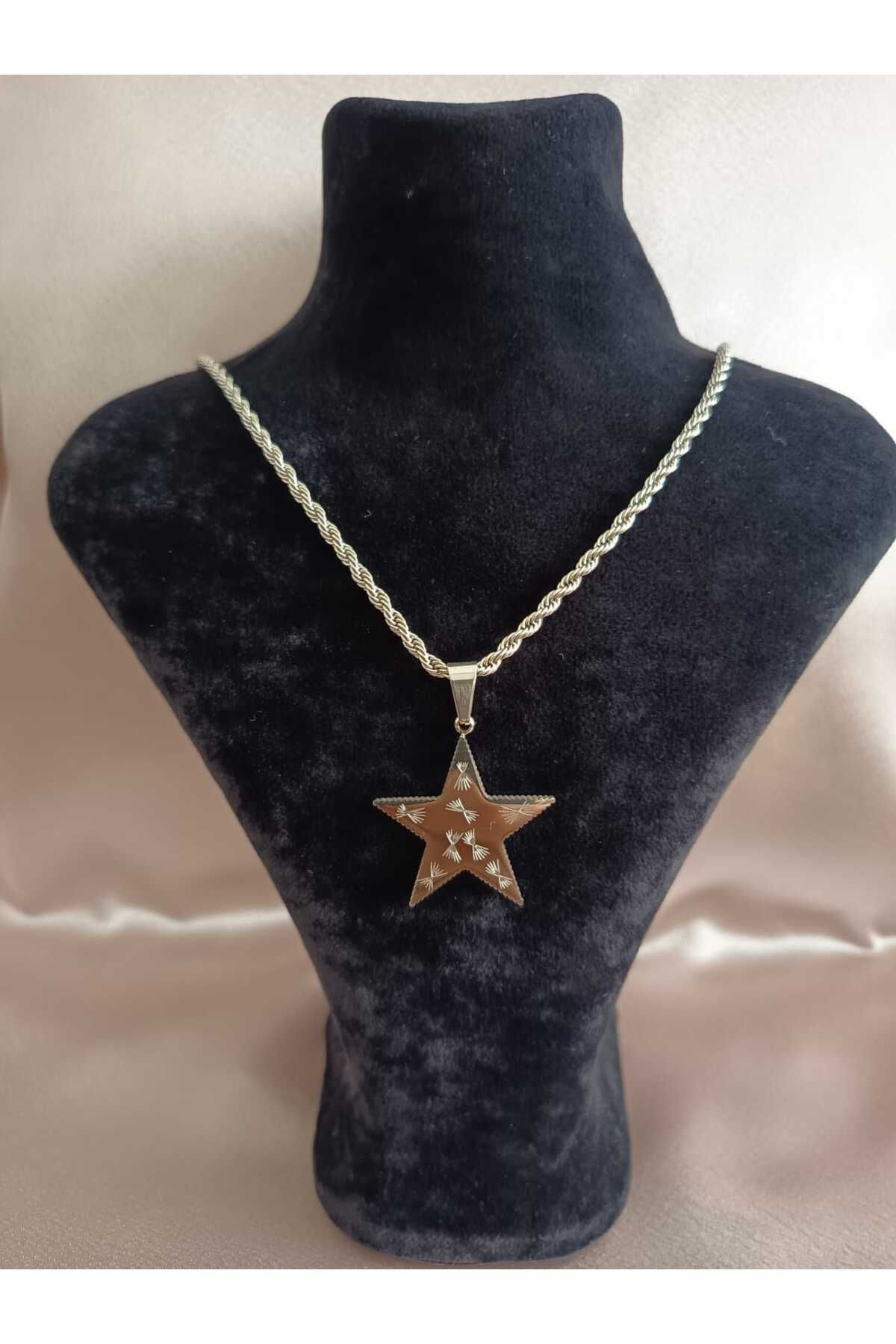 Canım kendim HASIR ZİNCİR YILDIZ MODEL ÇELİK KOLYE