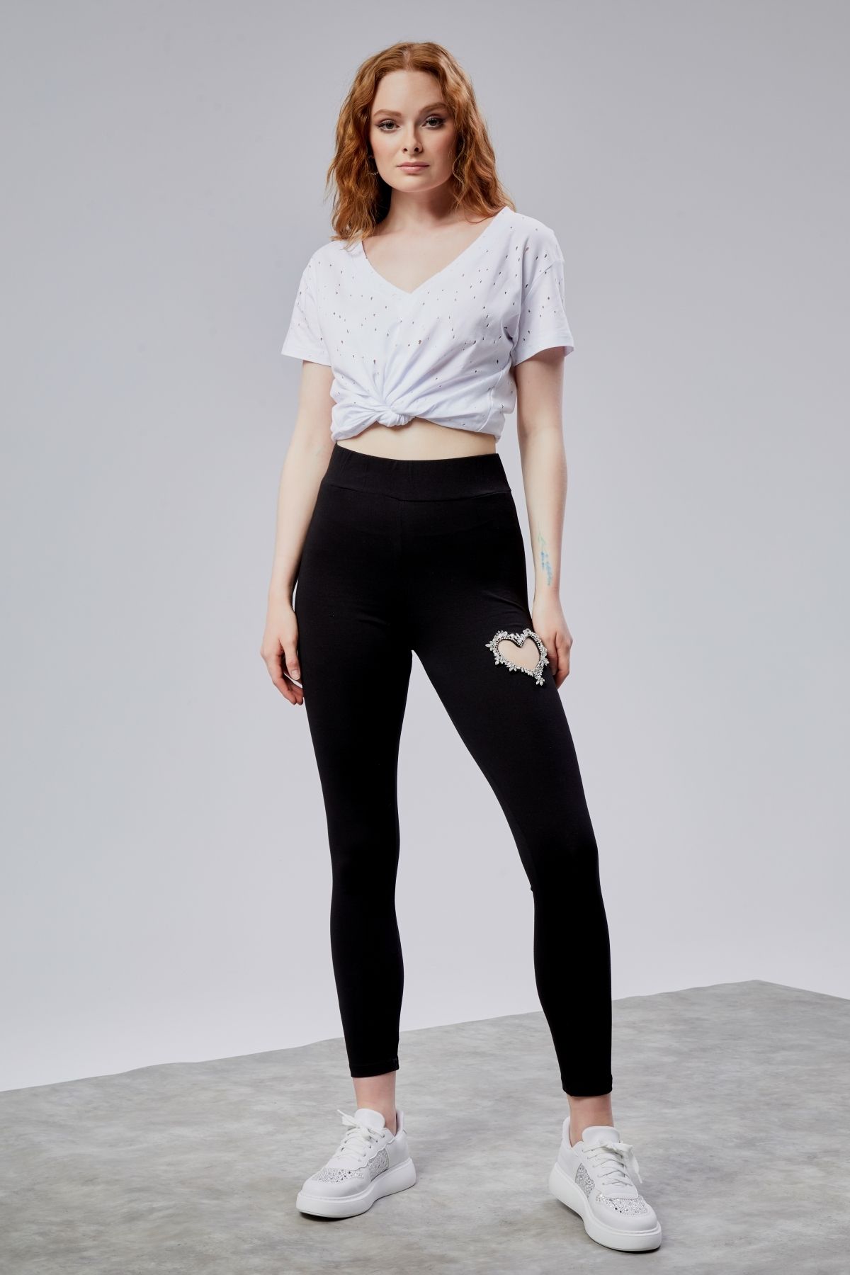 TF The Fancy For You Kadın Kalp Detaylı Yüksek Bel Slim Fit Tayt