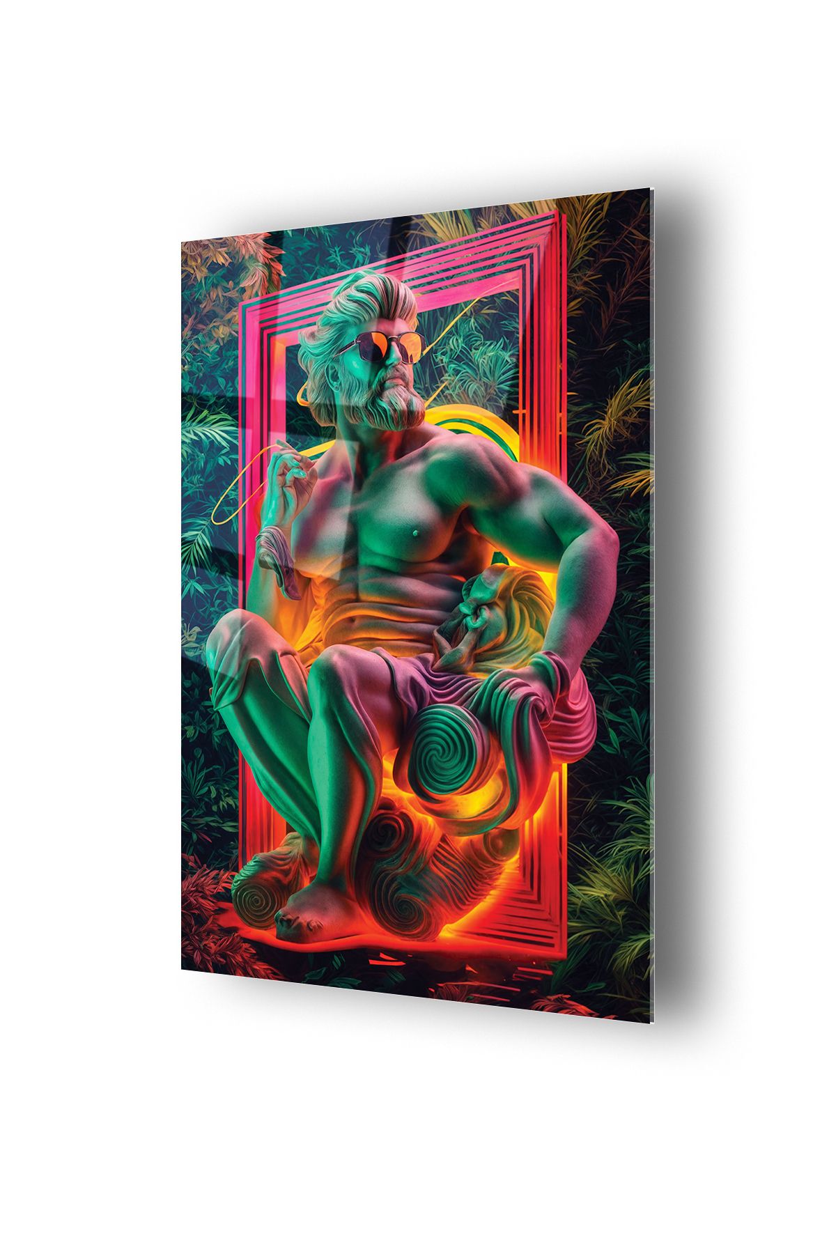 no77decor Neon Işık Temalı Zeus Cam Tablo