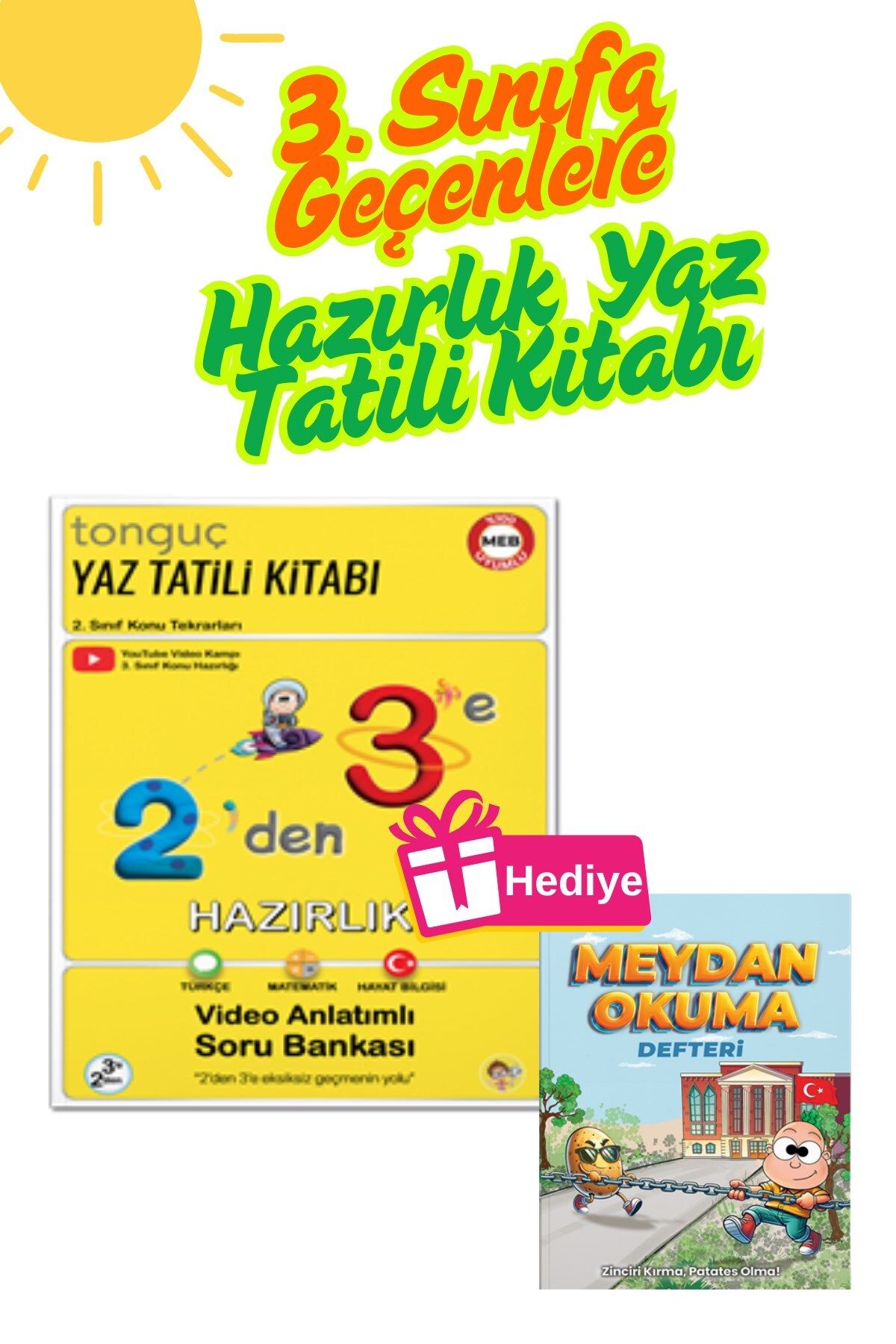 Tonguç Yayınları Tonguç Akademi 2'den 3'e Hazırlık Yaz Tatili Kitabı Meydan Okuma Kitabı Hediyeli