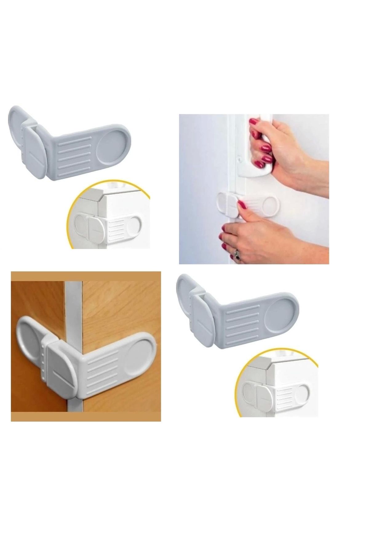 shop Bebek Çocuk Güvenlik Çekmece ve Dolap İçin Kendiliğinde Yapışkanlı Vidasız Köşe Kapak Kilidi