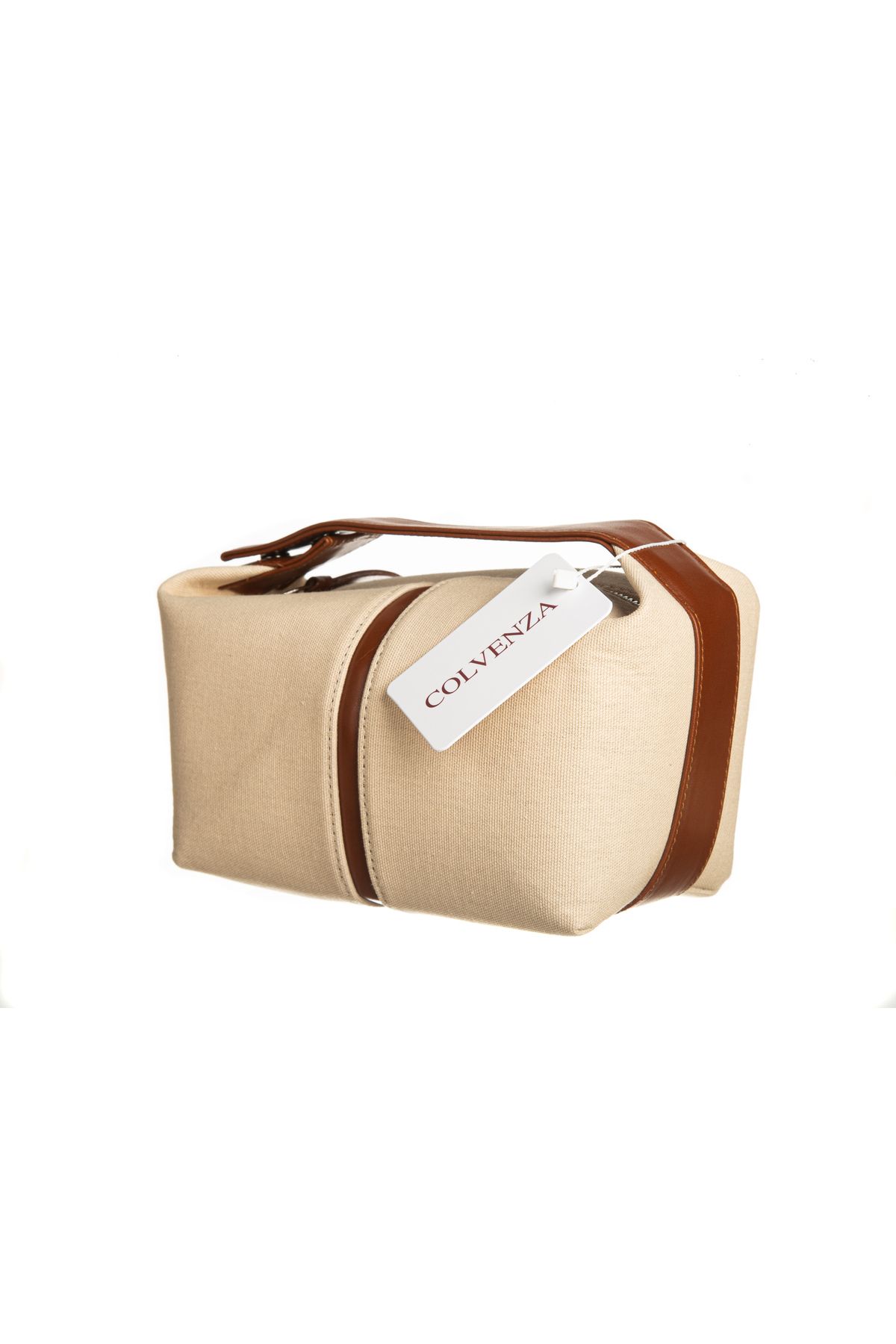 COLVENZA Kadın Kanvas El Çantası – Bej Taba Renkli Vegan Deri Crossbody Günlük Çanta